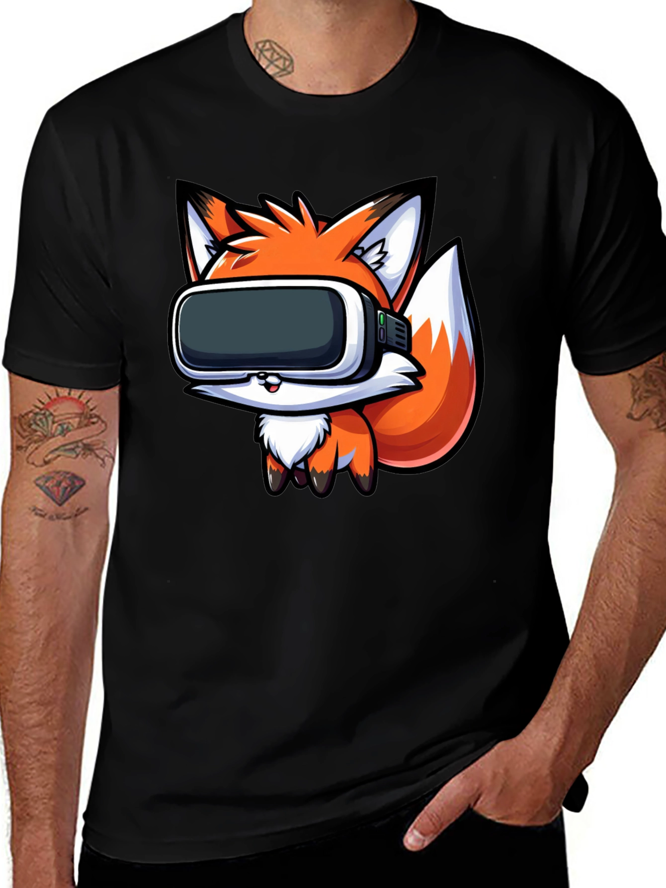 VR Fox Black T-Shirt - Gamer Style