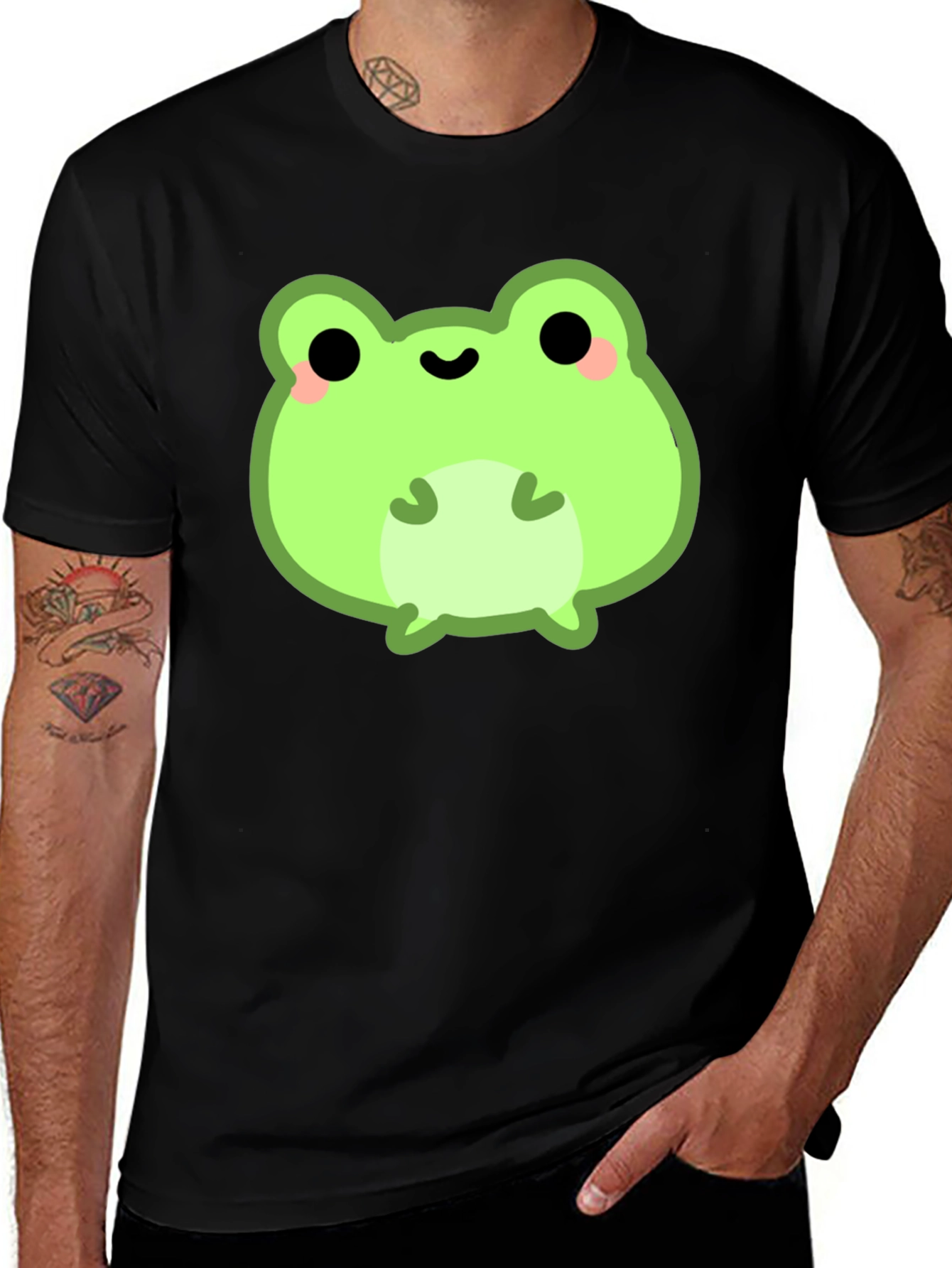Variant 24 of Cute Frog Graphic Tee - Black Cotton Shirt