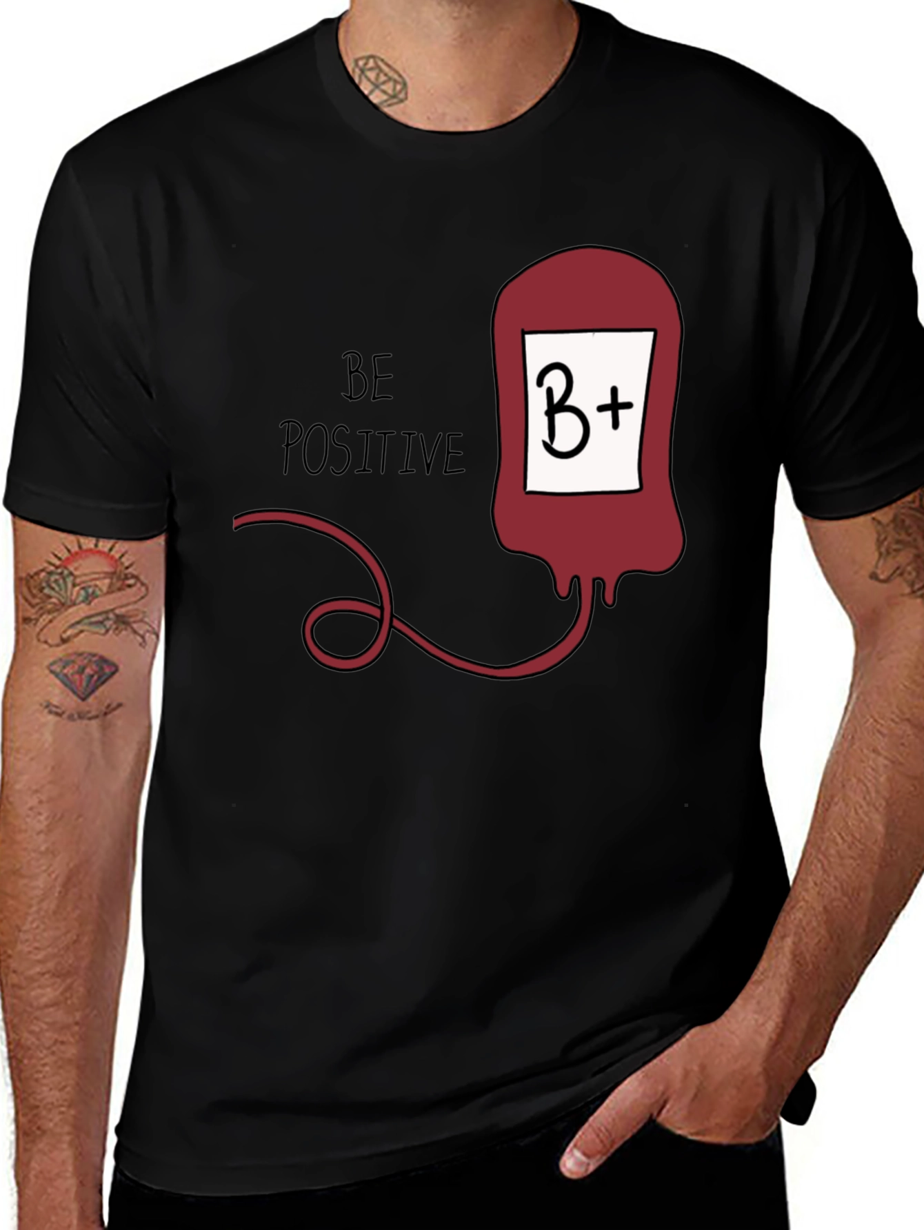 Variant 7 of Be Positive B+ Blood Type T-Shirt