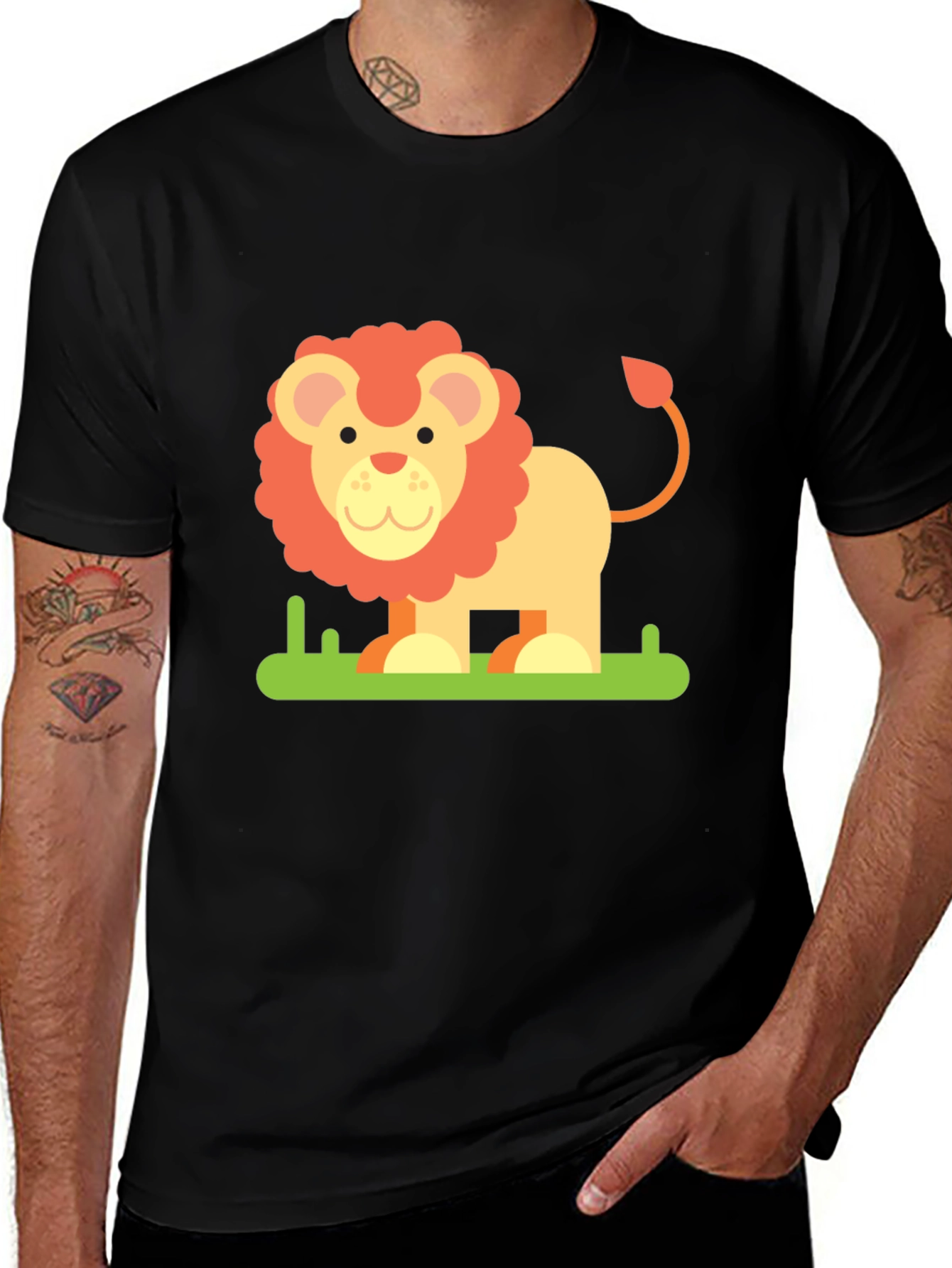 Variant 12 of Cute Lion Graphic Tee - Soft Black T-Shirt