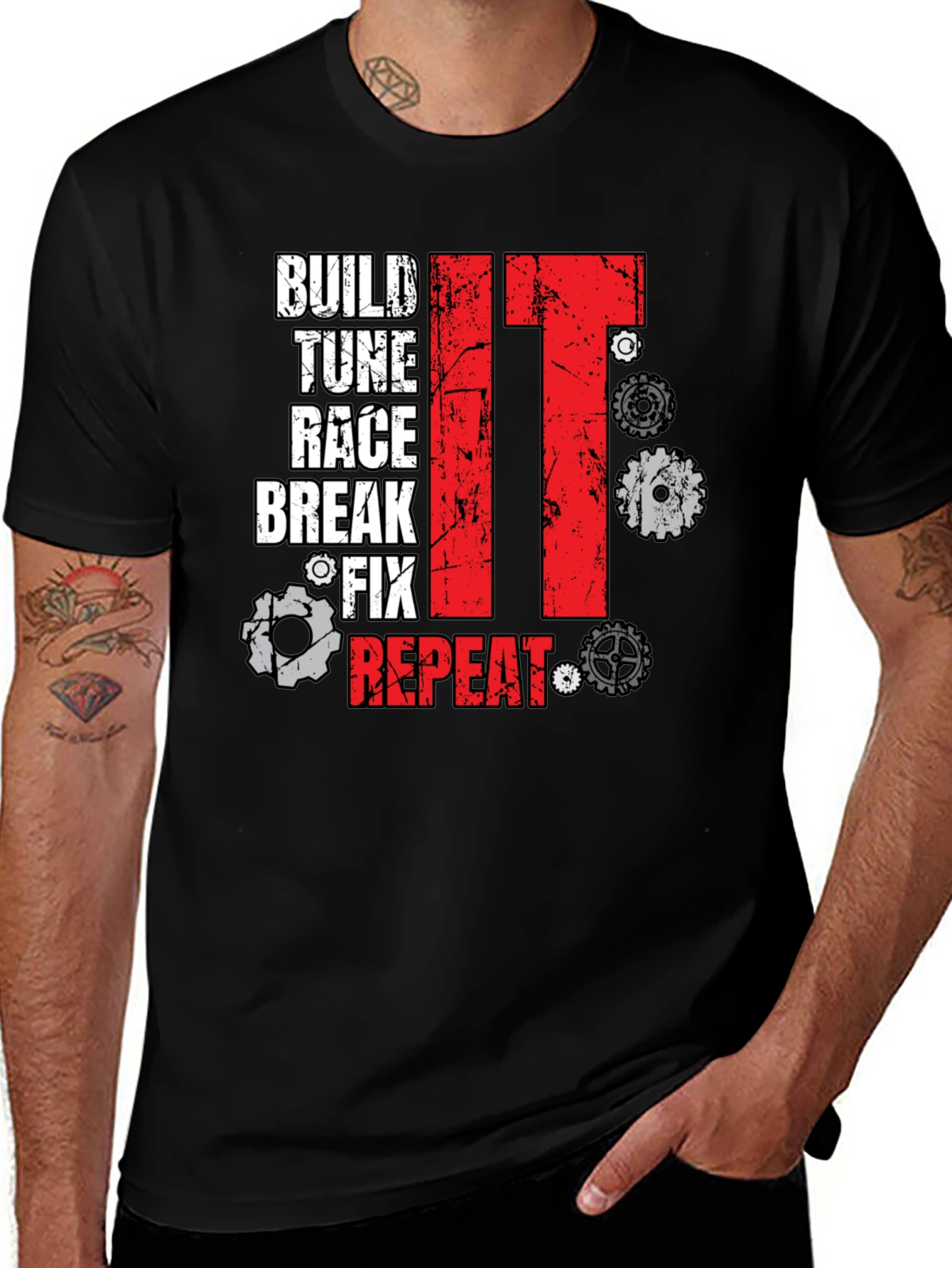 Variant 15 of Build, Tune, Race, Repeat T-Shirt