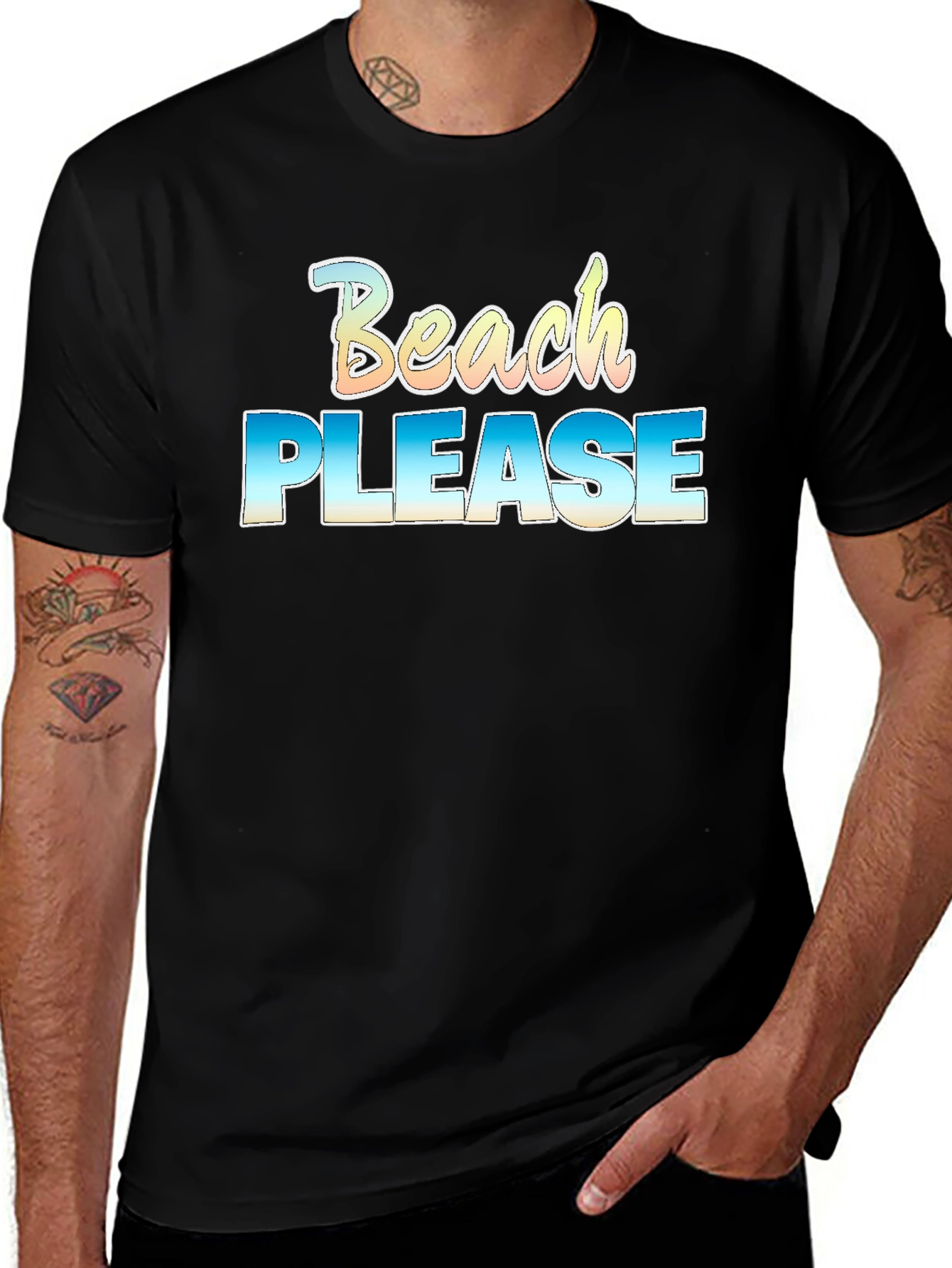 Variant 4 of Beach Please Men's Graphic Tee - Black