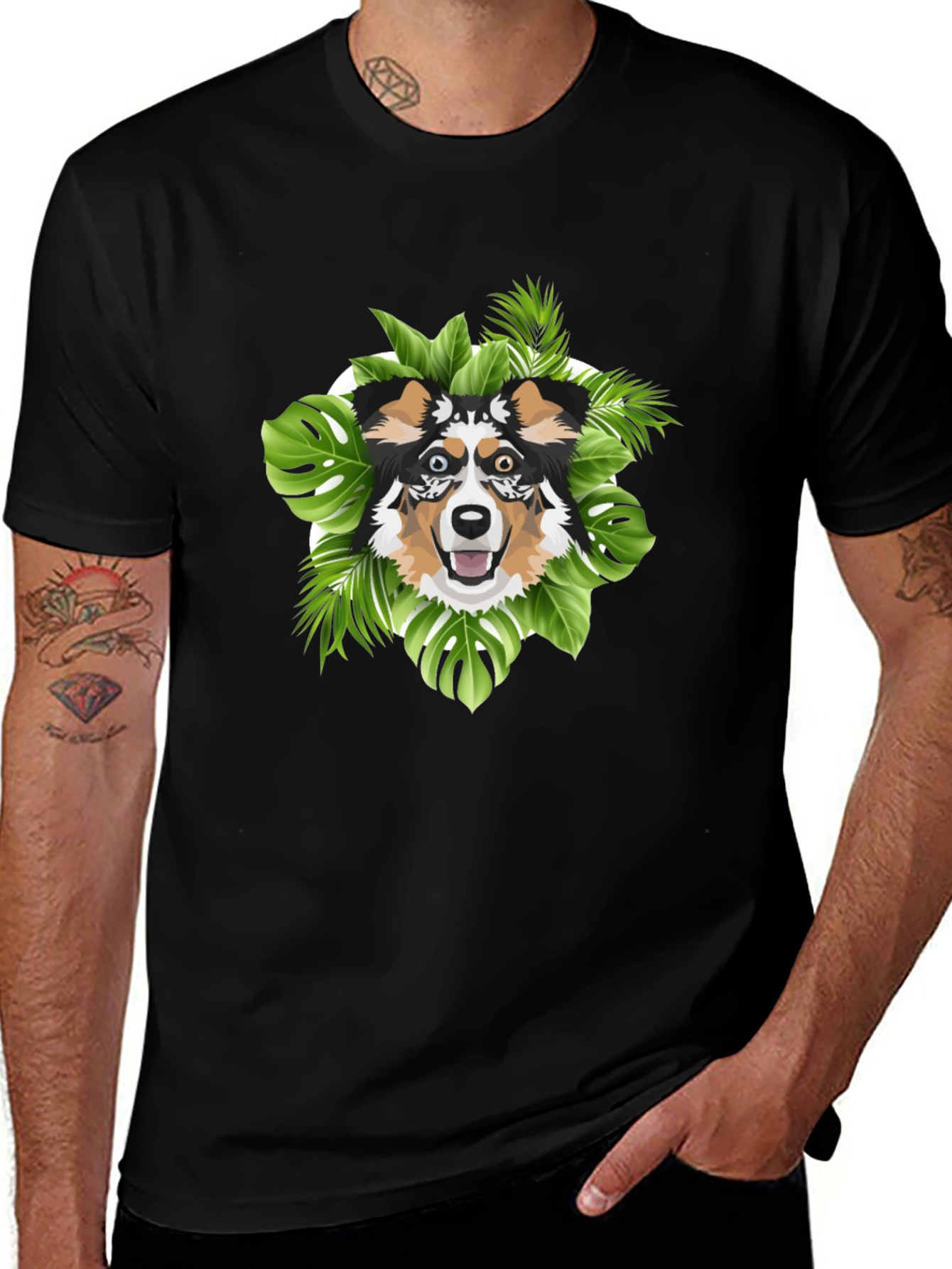 Variant 9 of Tropical Dog Graphic Tee - Unique Pet Lover Gift
