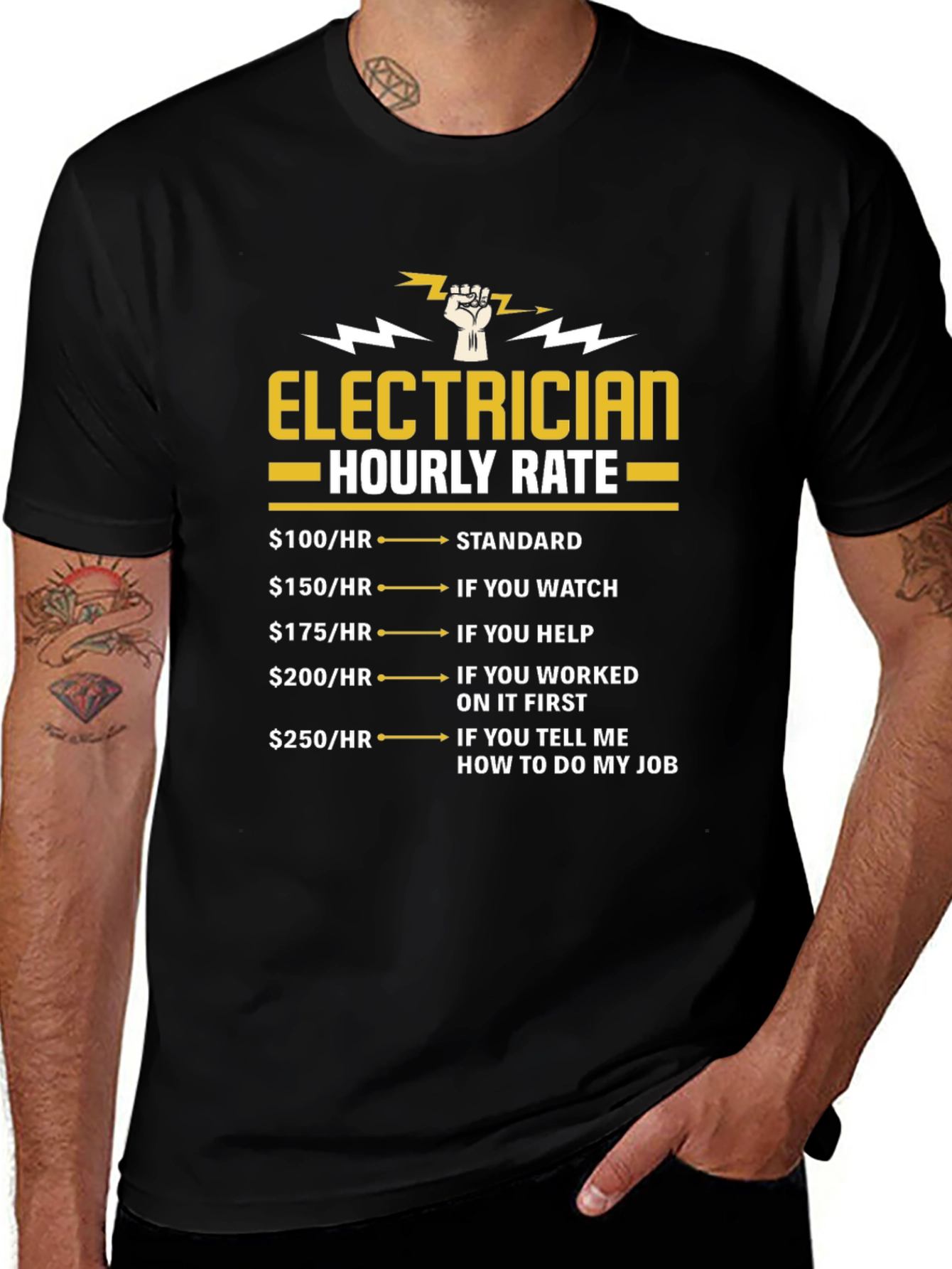 Variant 9 of Electrician Hourly Rate Graphic T-Shirt
