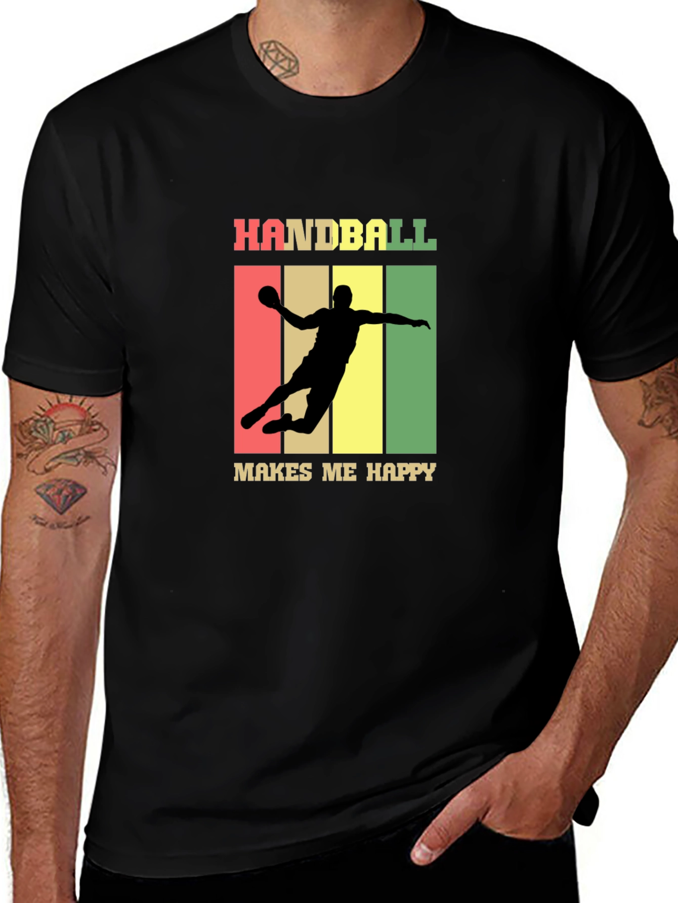 Variant 18 of Handball Makes Me Happy T-Shirt - Black