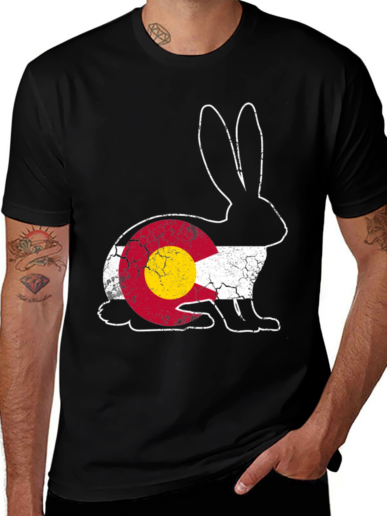 Variant 6 of Colorado Flag Rabbit Graphic Tee