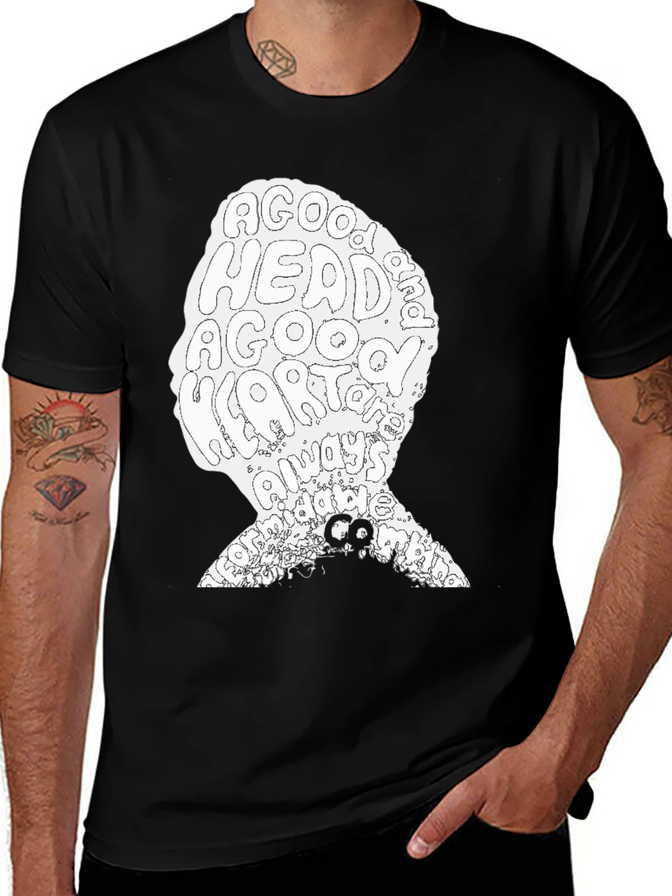 Variant 21 of A Good Head & Heart Always Makes a Good Man's T-Shirt