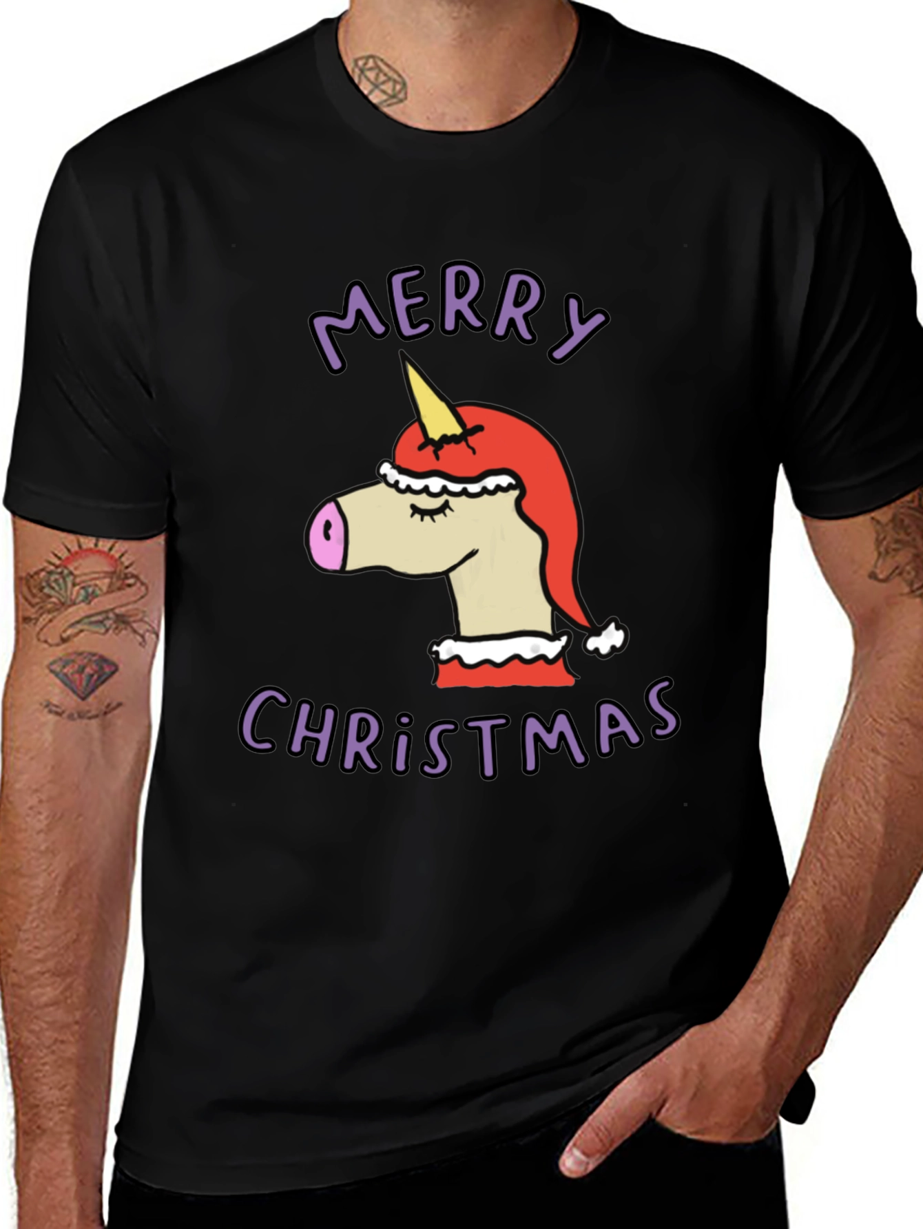 Merry Christmas Unicorn Graphic T-Shirt