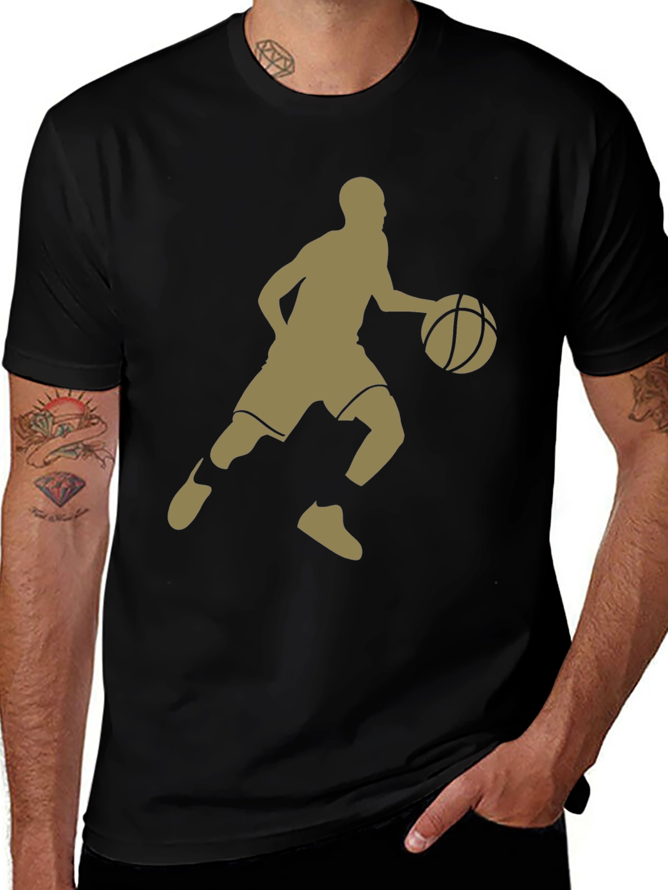 Variant 6 of Basketball Player Graphic T-Shirt - Black