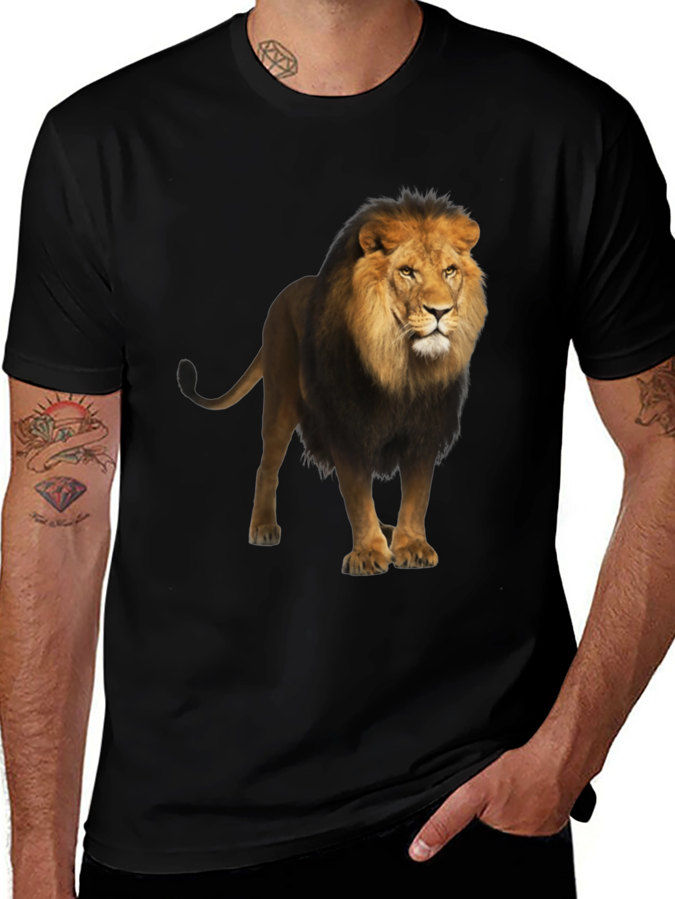 Variant 6 of Lion Graphic Black T-Shirt