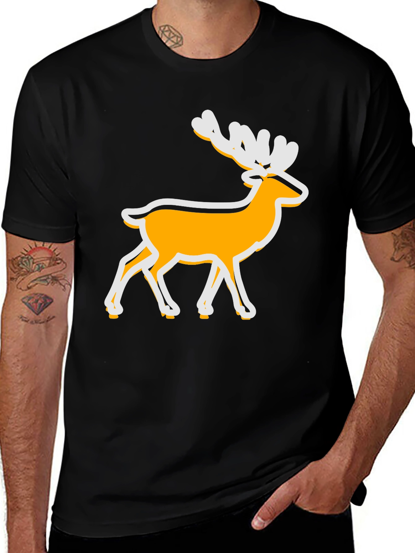 Variant 23 of Black Tee with Deer Graphic