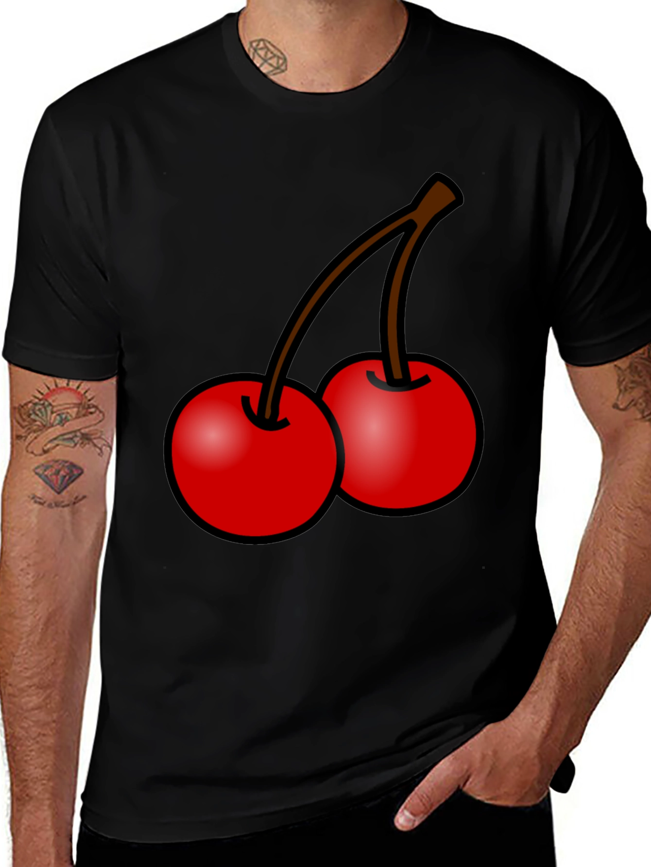 Variant 13 of Cherry Graphic Black T-Shirt - Stylish Fruit Tee