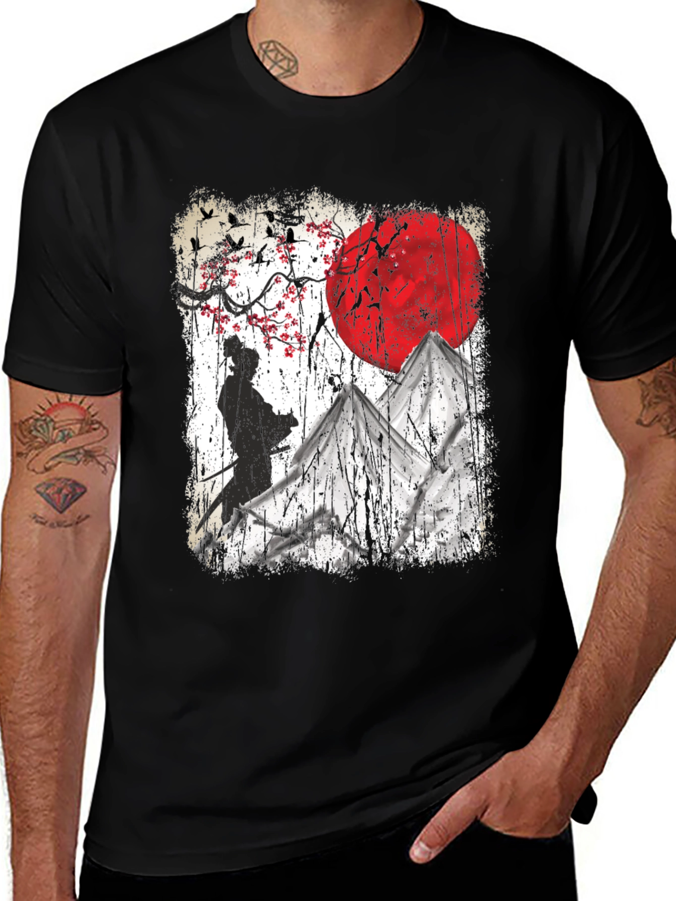 Variant 16 of Samurai Moon Graphic Tee - Soft Cotton Blend T-Shirt