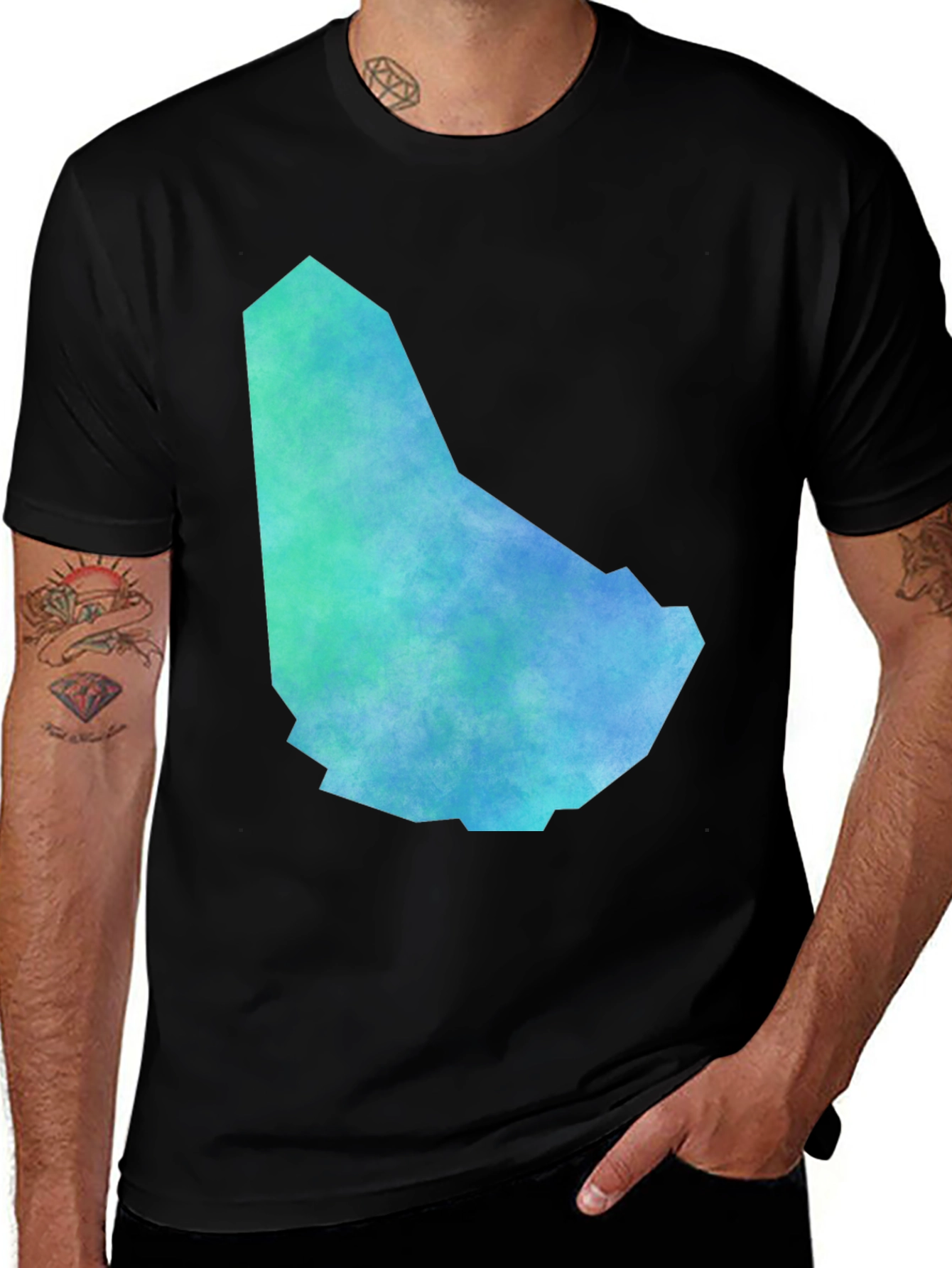 Barbados Map T-Shirt - Black Crew Neck Tee