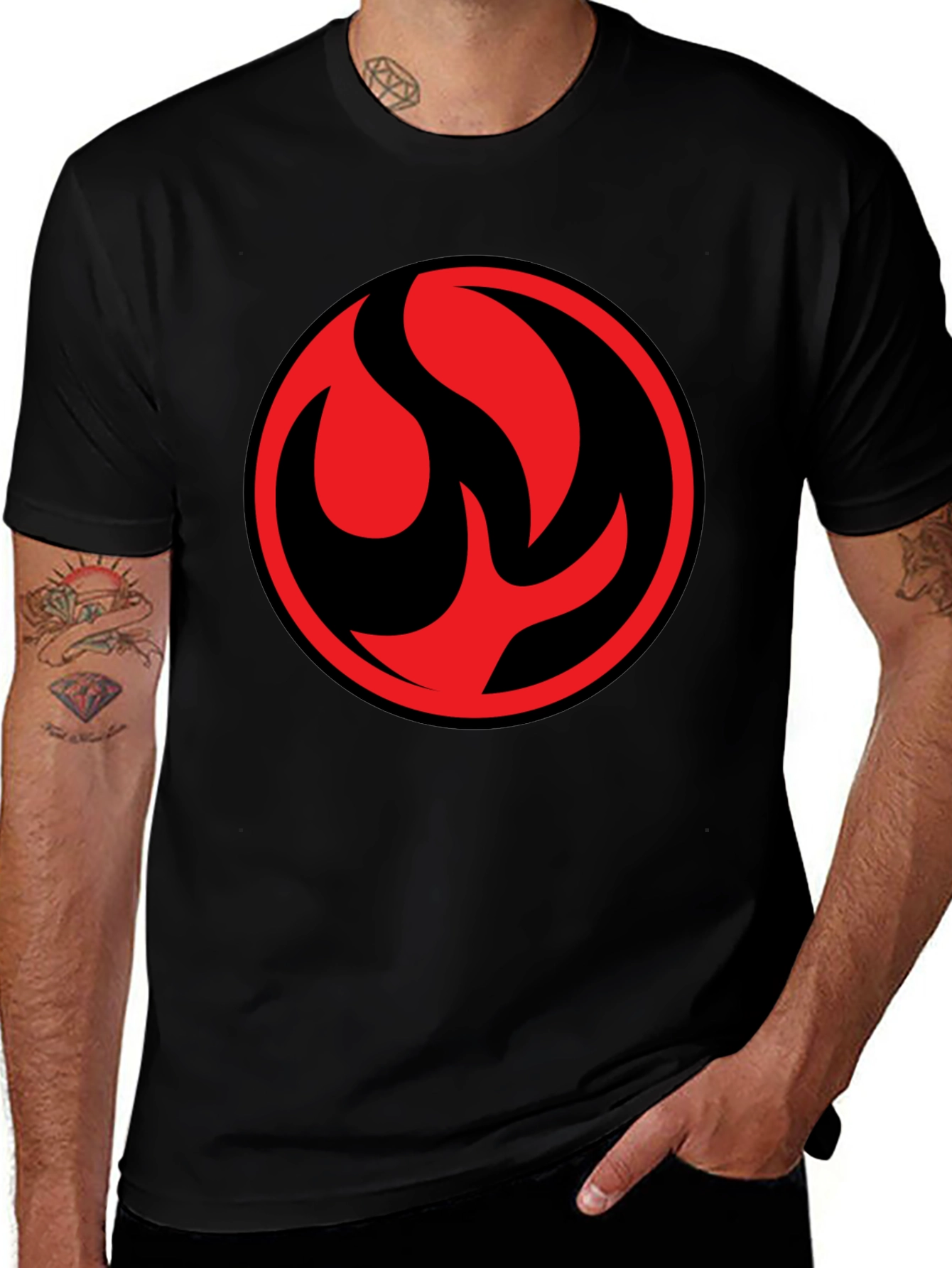 Variant 27 of Bold Graphic Tee: Red & Black Circular Design