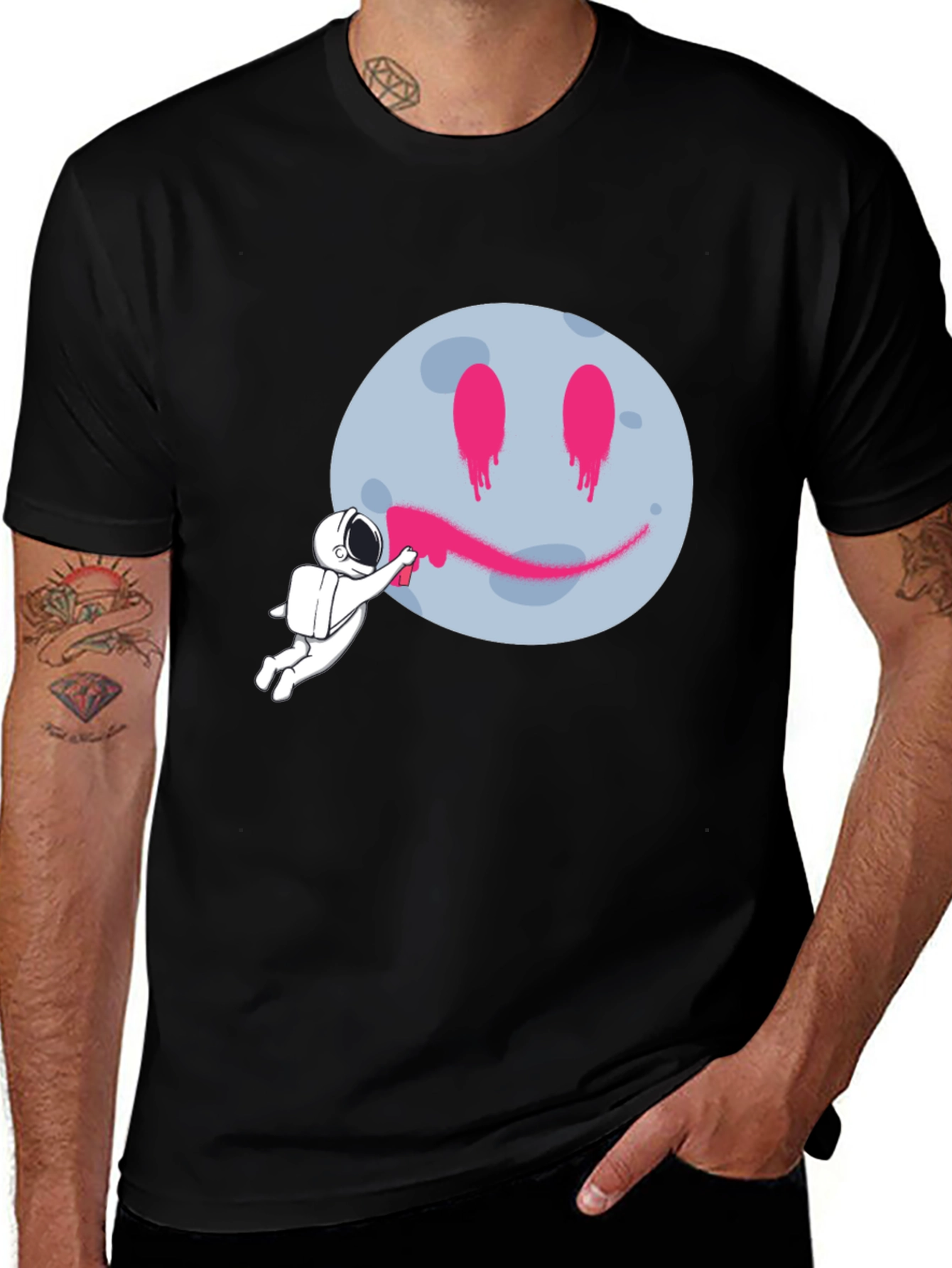Variant 22 of Astronaut Graffiti Moon Graphic Tee - Black