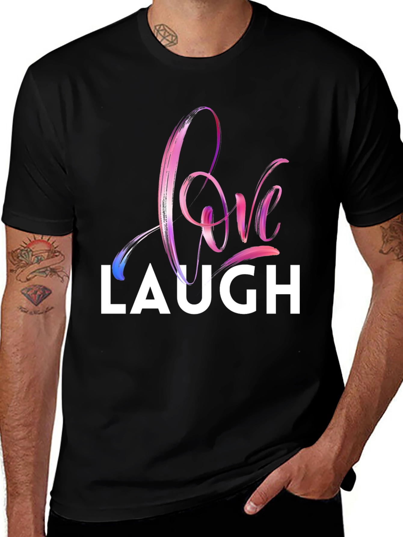 Variant 18 of Love Laugh Graphic T-Shirt - Stylish Crew Neck Tee