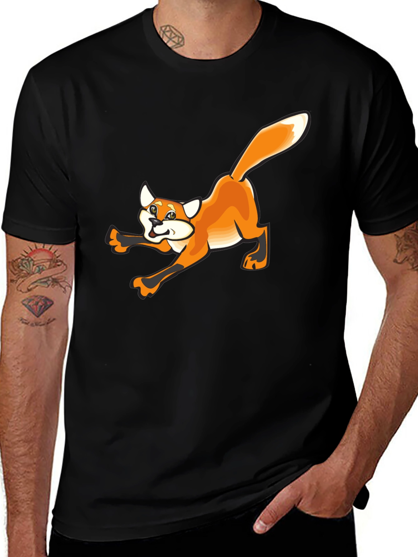 Variant 9 of Fun Fox Graphic Tee - Unisex Black T-Shirt