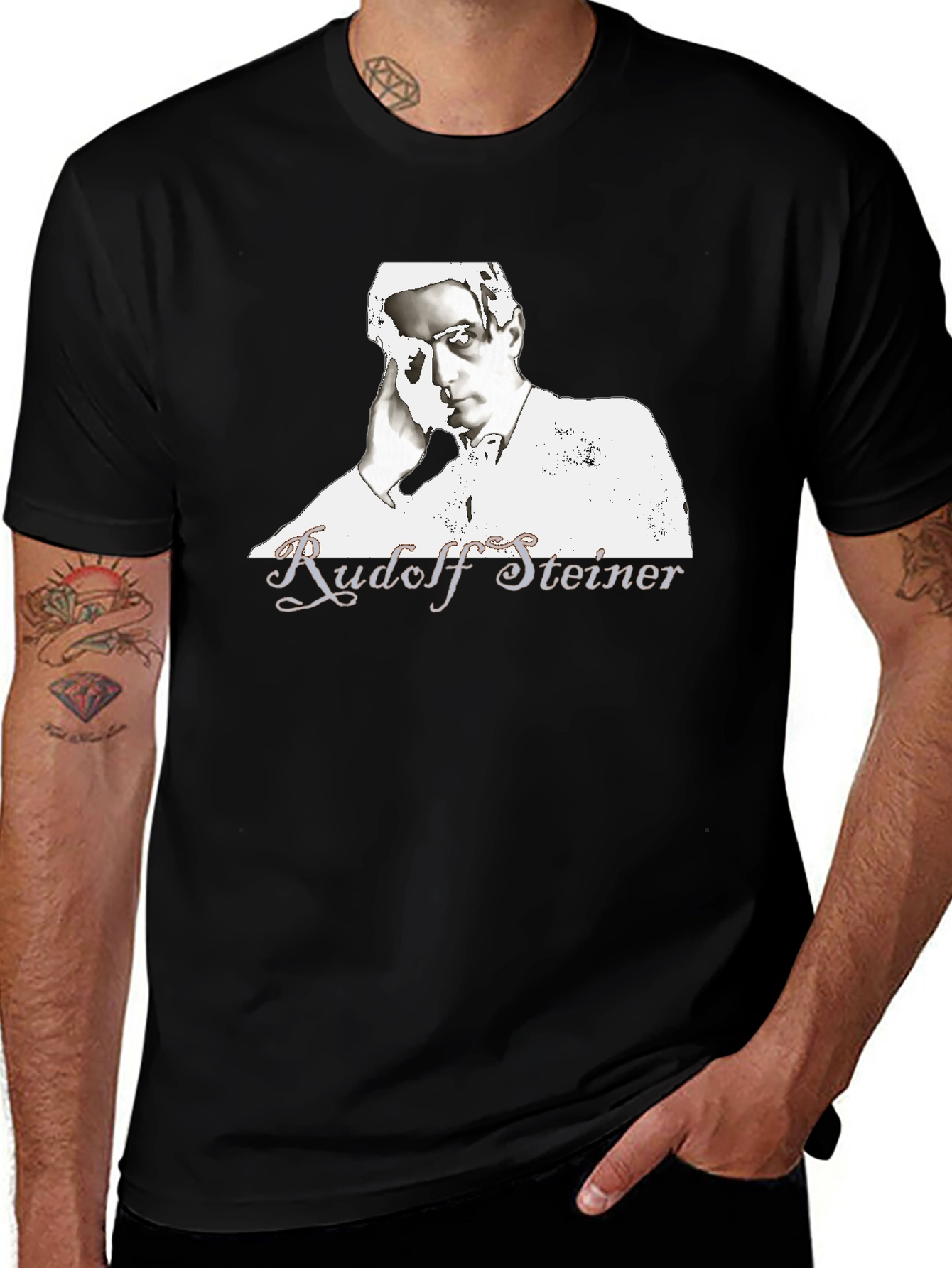 Variant 30 of Rudolf Steiner Graphic Tee - Black Cotton T-Shirt