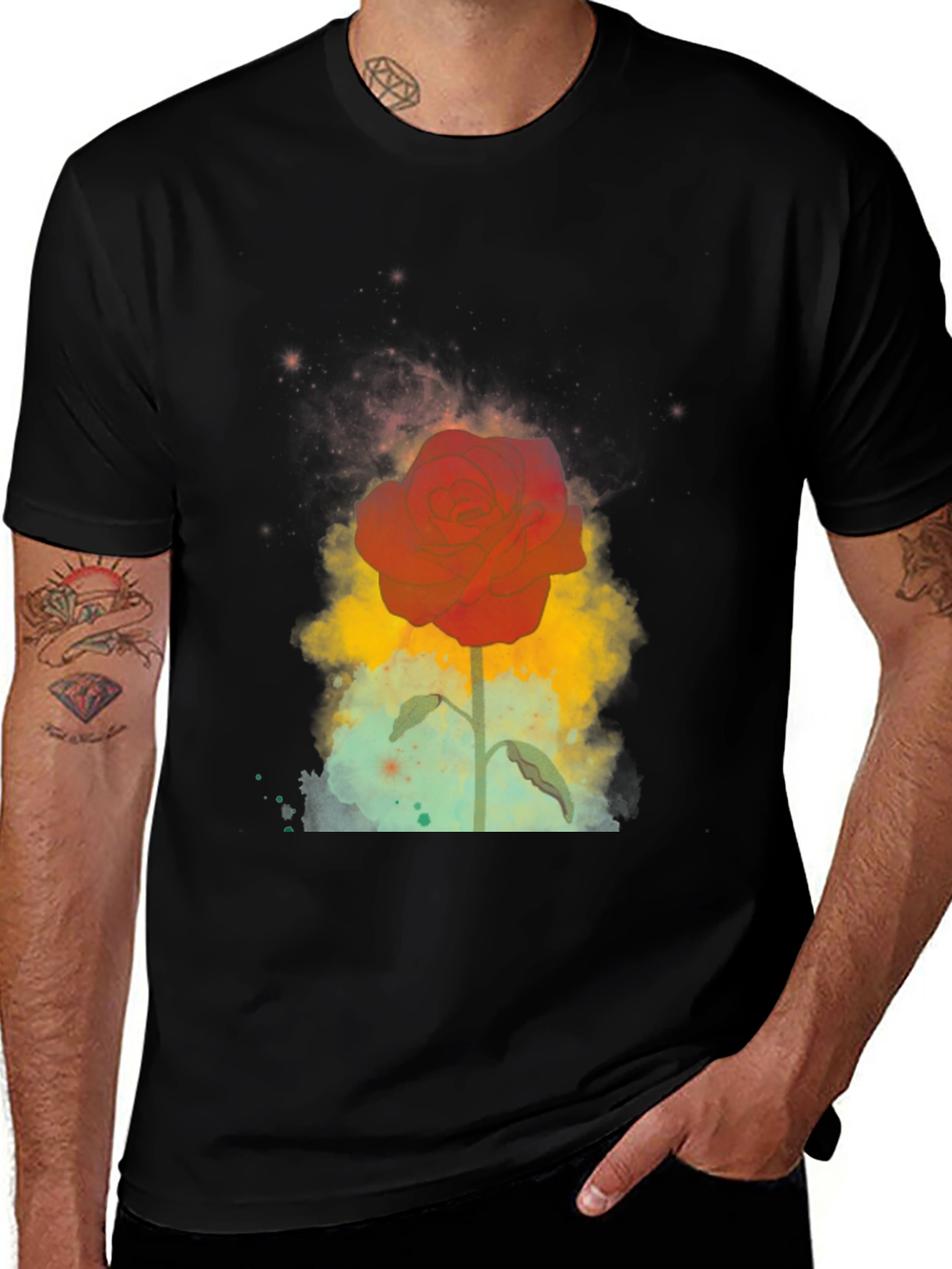 Variant 26 of Rose Graphic T-Shirt - Unique Watercolor Design