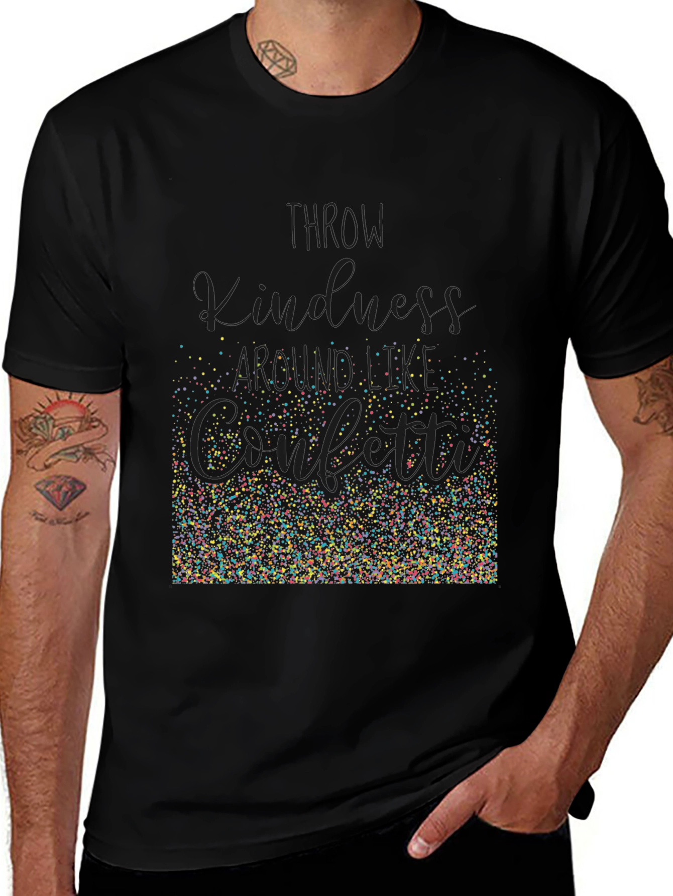 Variant 13 of Kindness Confetti Black T-Shirt