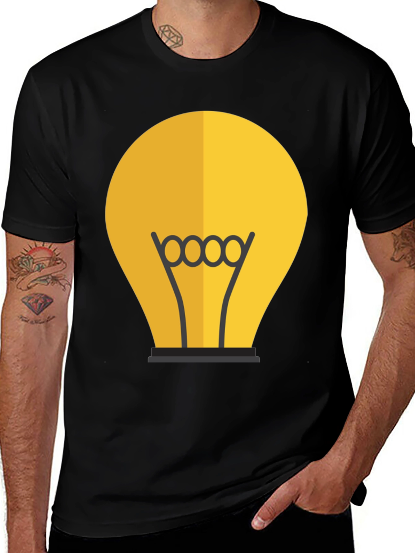 Variant 21 of Idea Bulb Graphic Tee - Black Cotton T-Shirt