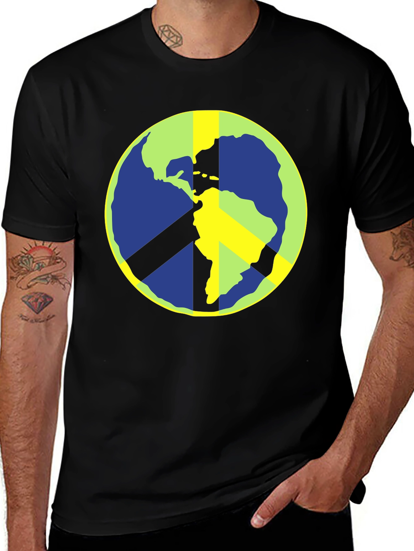 Variant 21 of Peace Earth Graphic T-Shirt - Black