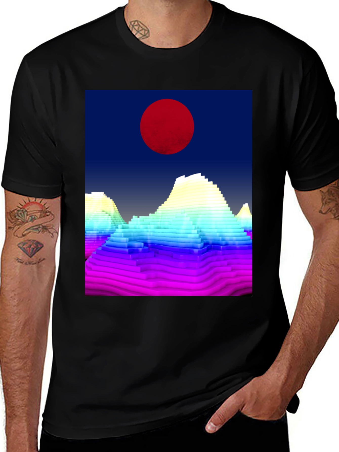 Variant 24 of Retro Sunset T-Shirt - Synthwave Mountain Design