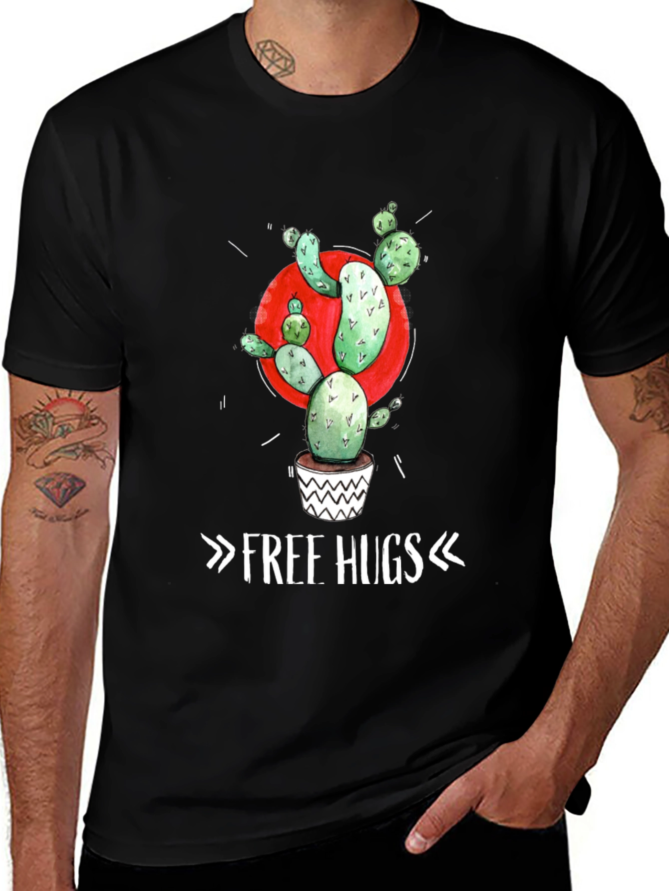 Variant 12 of Cactus Graphic Tee - Free Hugs T-Shirt