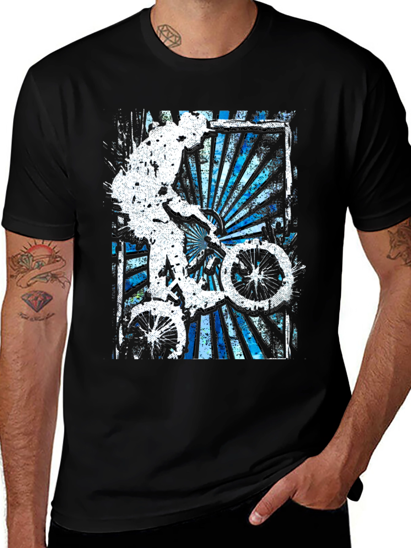 Variant 24 of Abstract Bike Rider Graphic Tee - Stylish Black T-Shirt