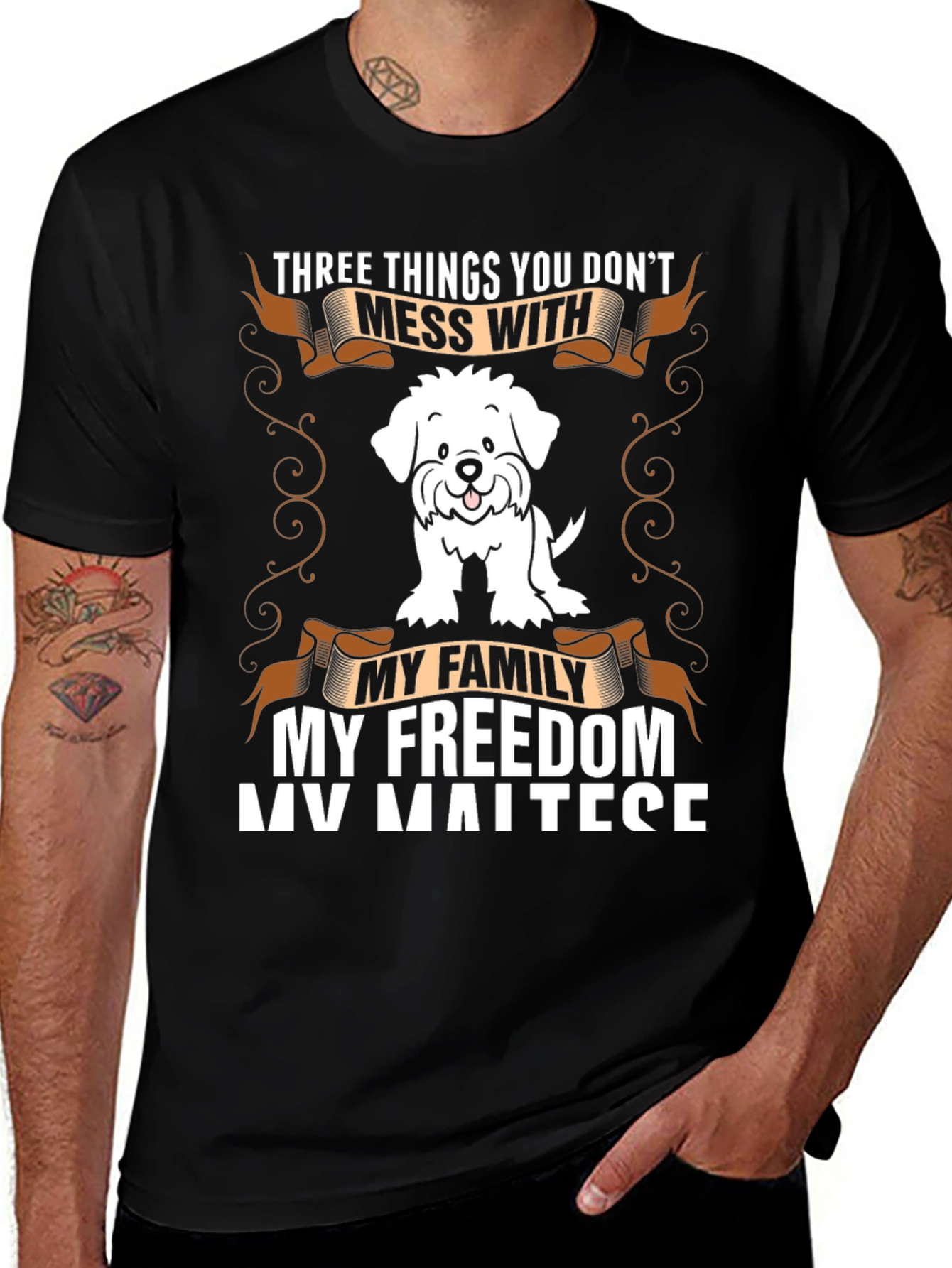 Maltese Dog T-Shirt - Family, Freedom, and Fun