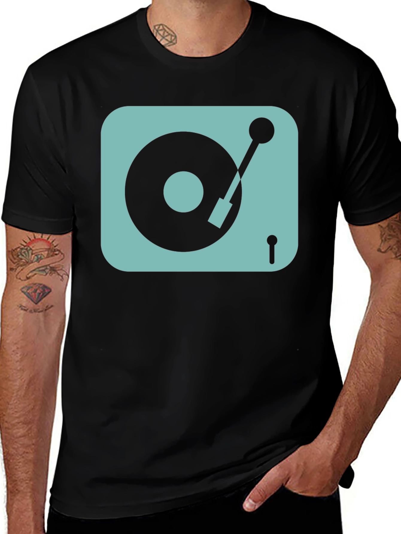 Variant 20 of Retro Turntable Graphic Tee - Black