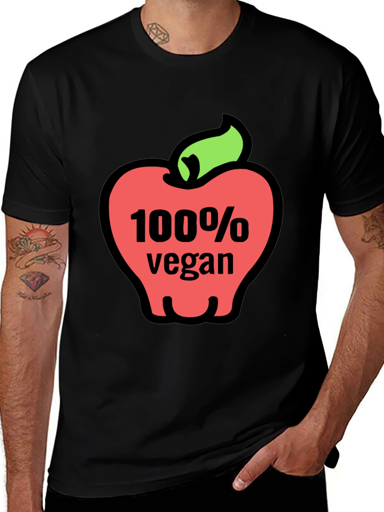 Variant 28 of 100% Vegan Apple Graphic Tee - Soft Cotton Blend