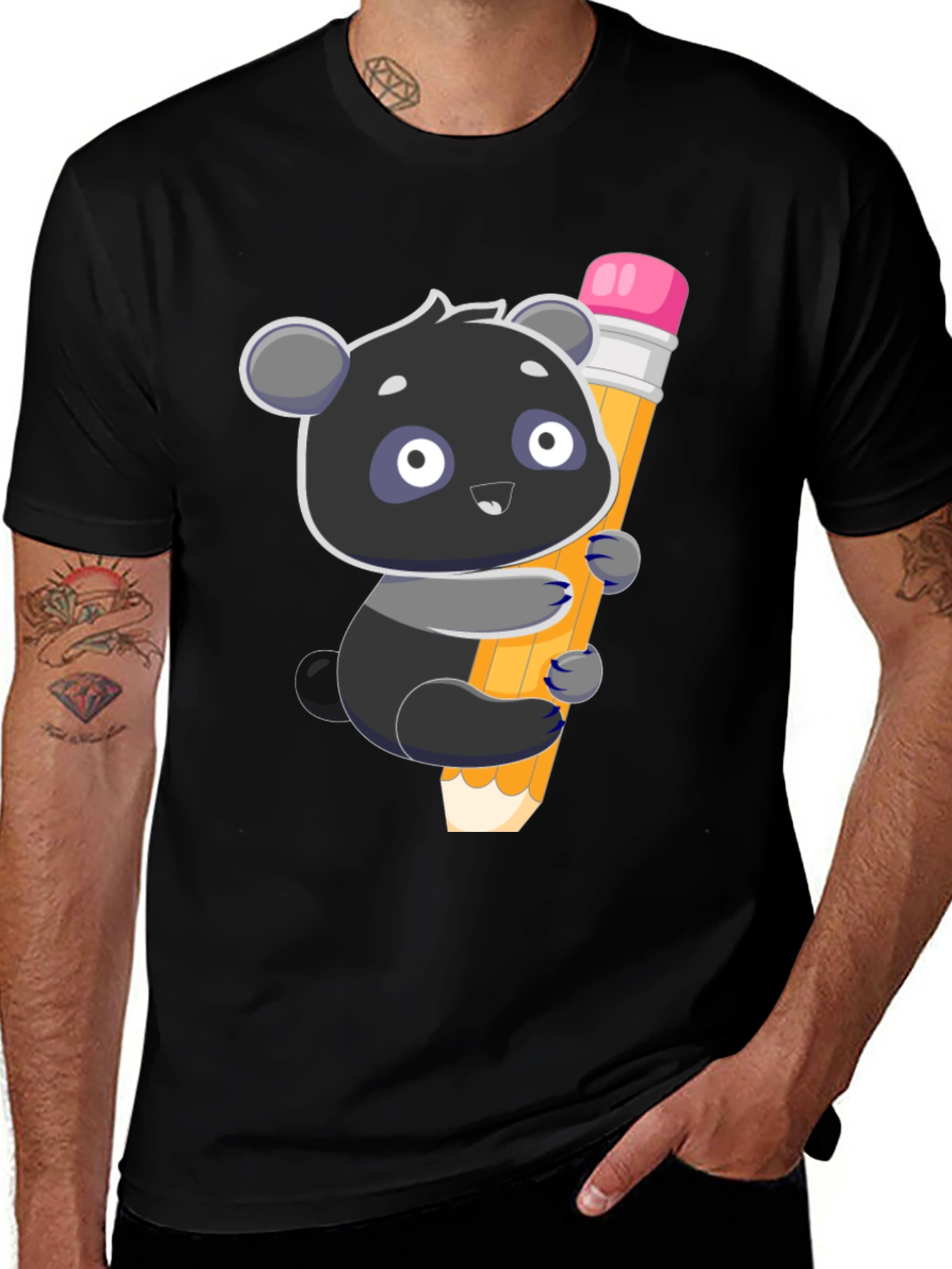 Variant 27 of Cute Panda Holding Pencil Graphic T-Shirt
