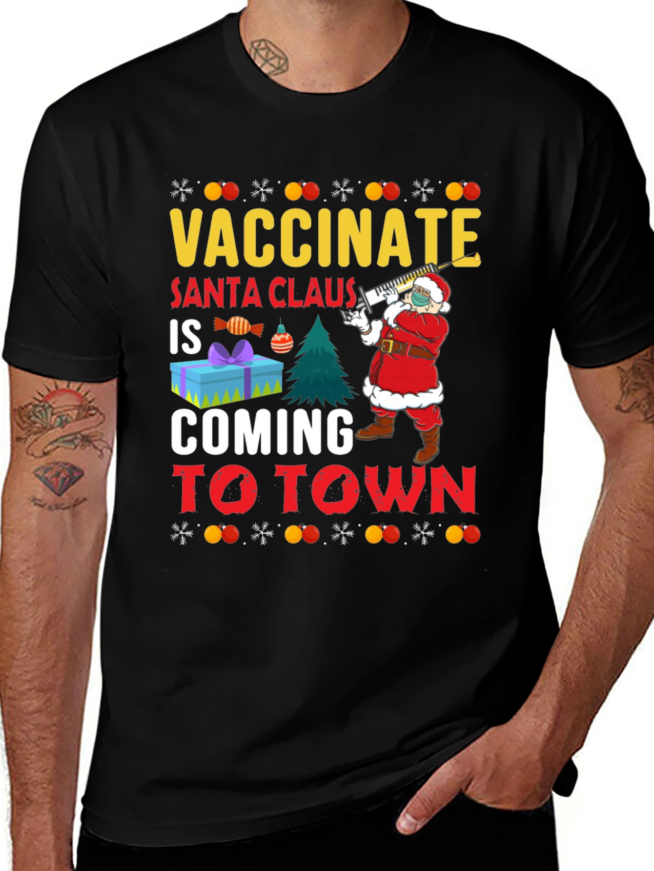 Vaccinate Santa Claus T-Shirt Holiday Season