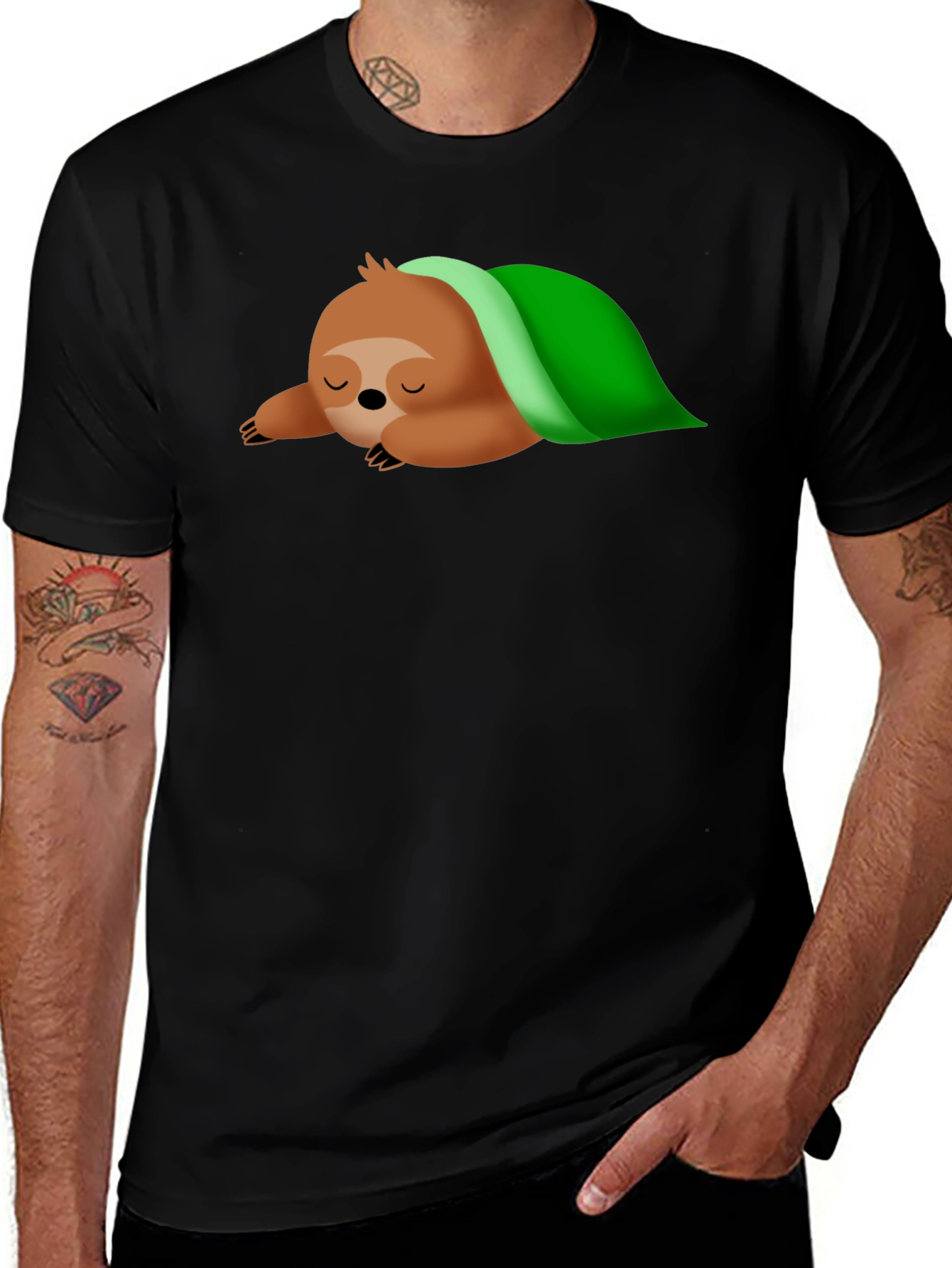 Variant 16 of Cute Sloth Sleeping Under Leaf T-Shirt