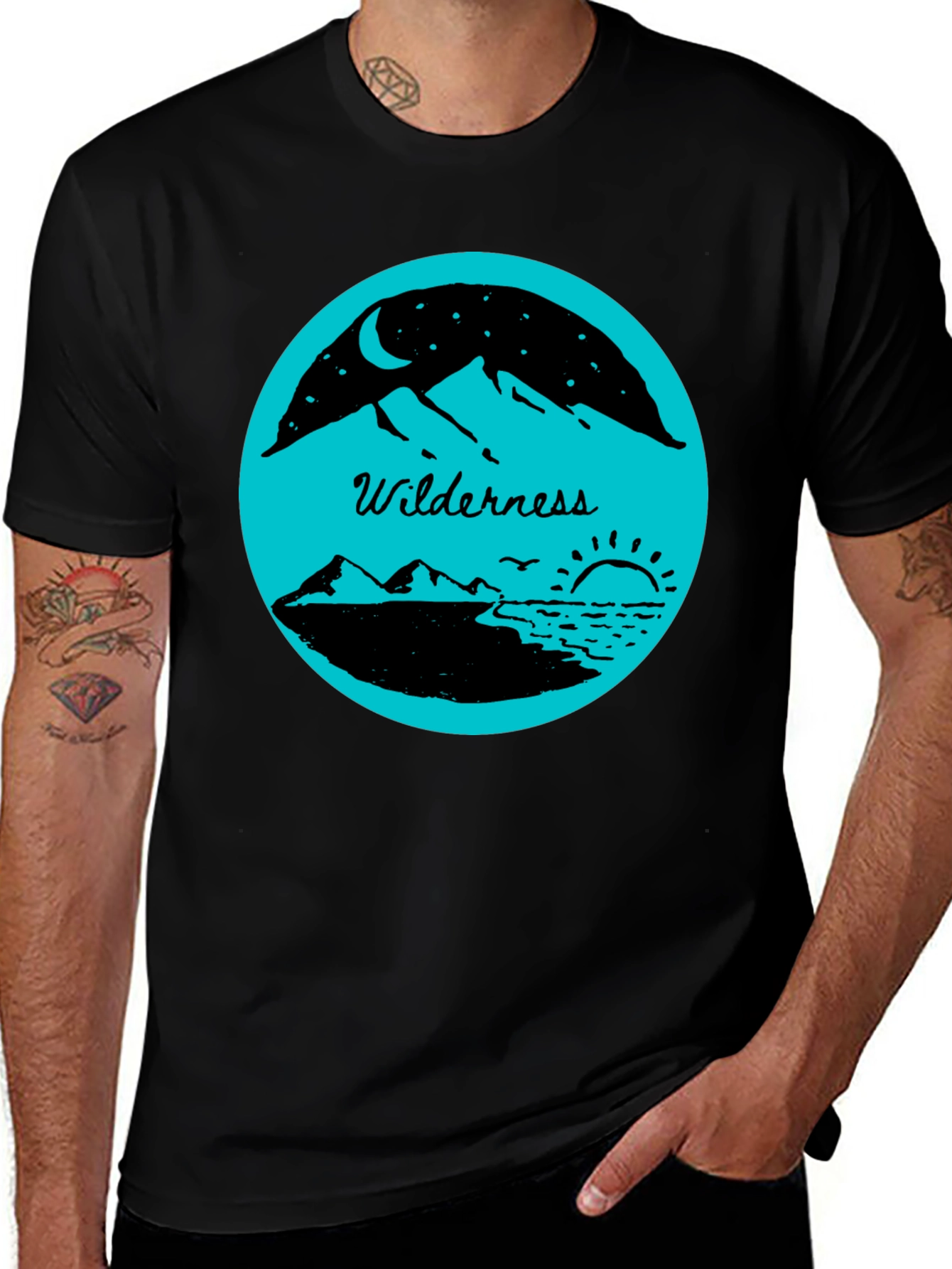 Variant 8 of Wilderness Graphic Tee - Black Cotton Blend