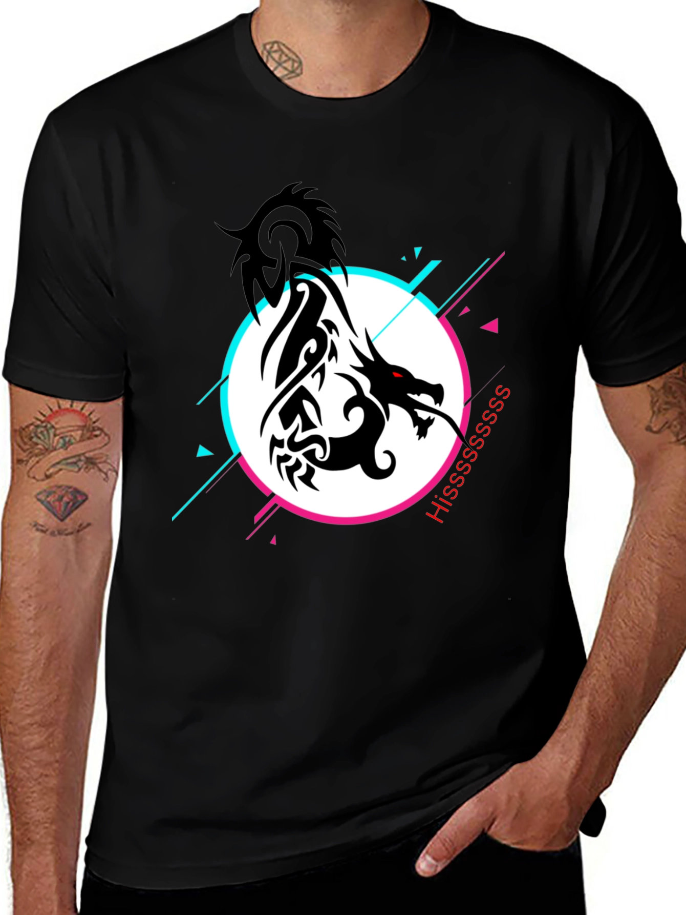 Variant 29 of Dragon Graphic Tee - Men's Black T-Shirt