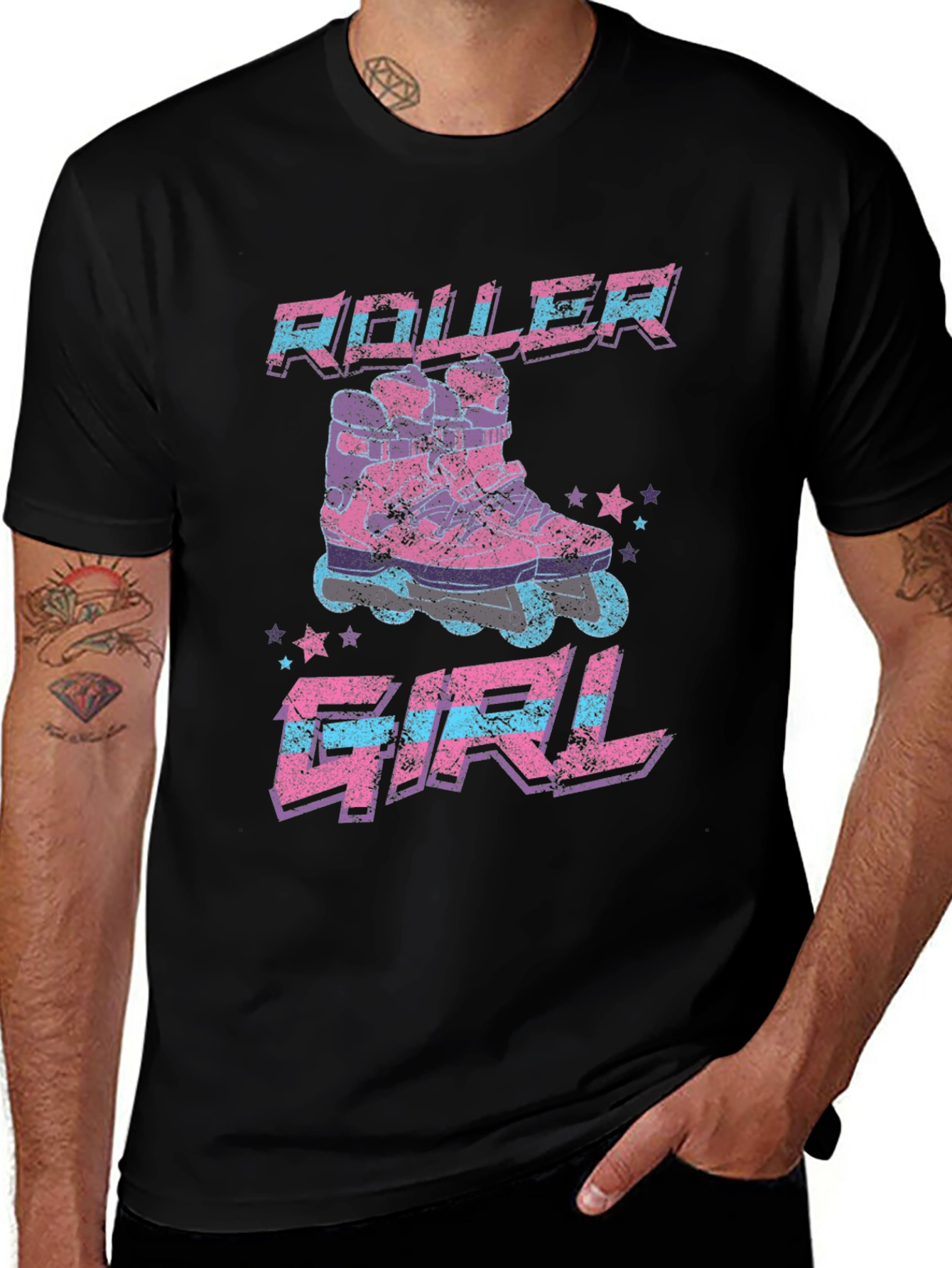 Variant 22 of Roller Girl Retro Graphic Tee - Black Cotton T-Shirt