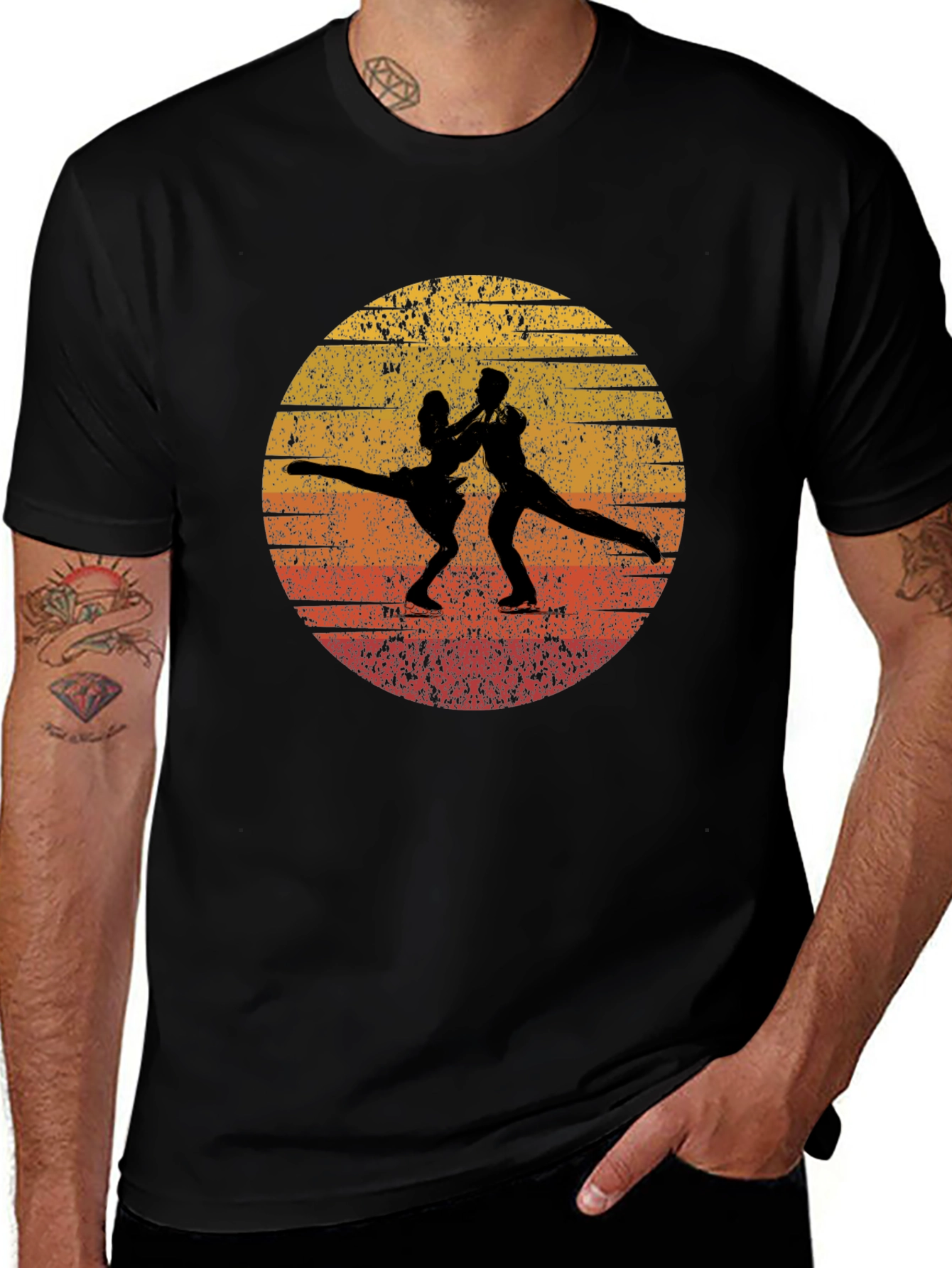Variant 25 of Vintage Figure Skating T-Shirt - Retro Sunset Design