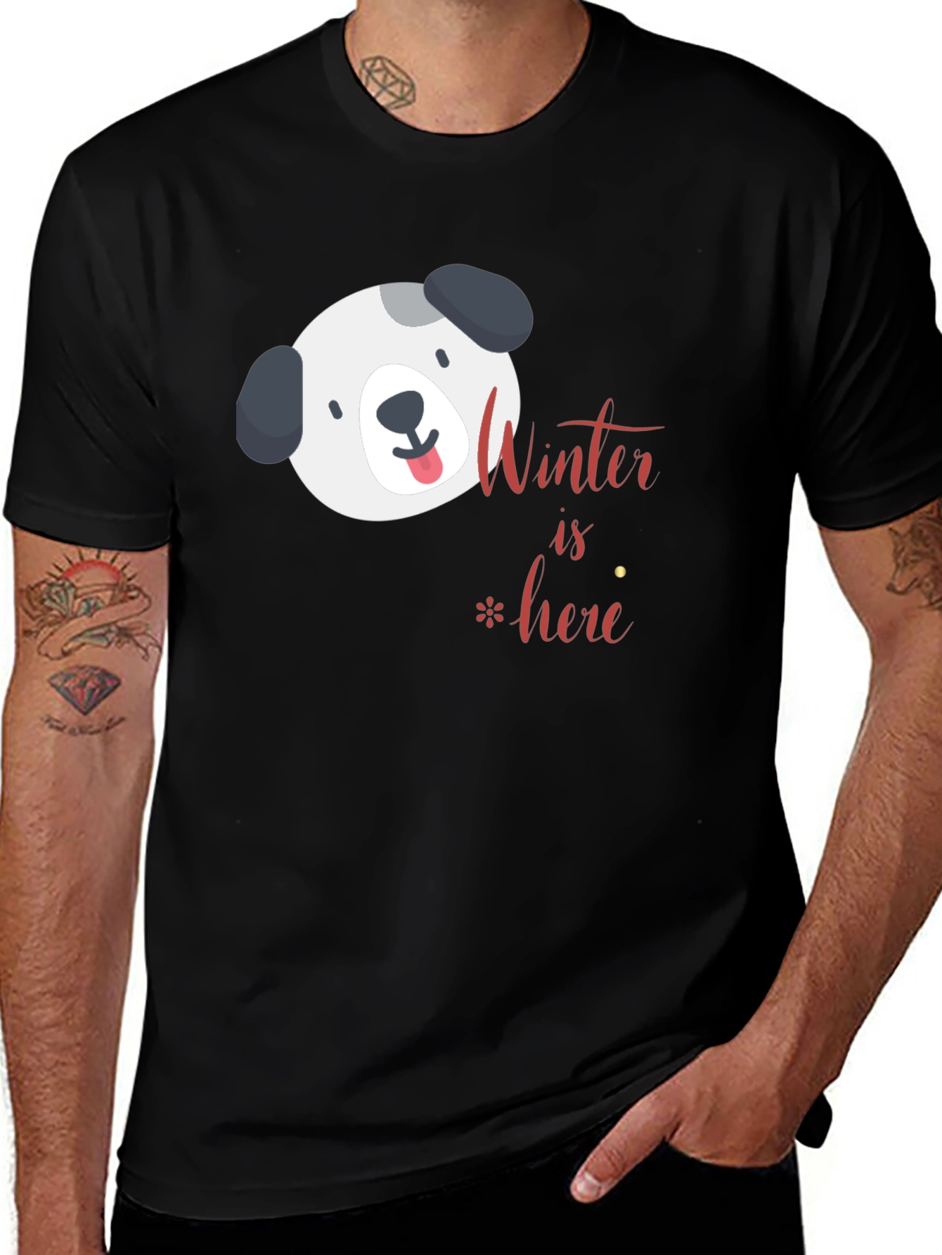 Variant 11 of Winter is Here Dog Graphic Tee - Black
