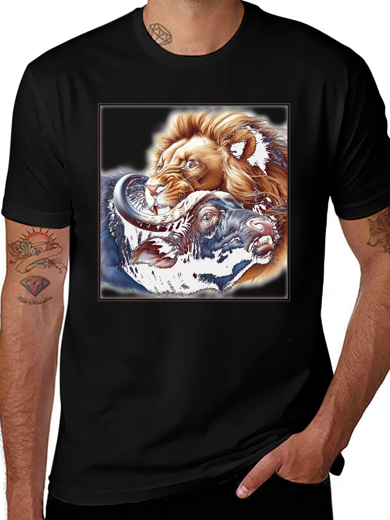 Variant 30 of Lion vs. Buffalo Graphic Tee