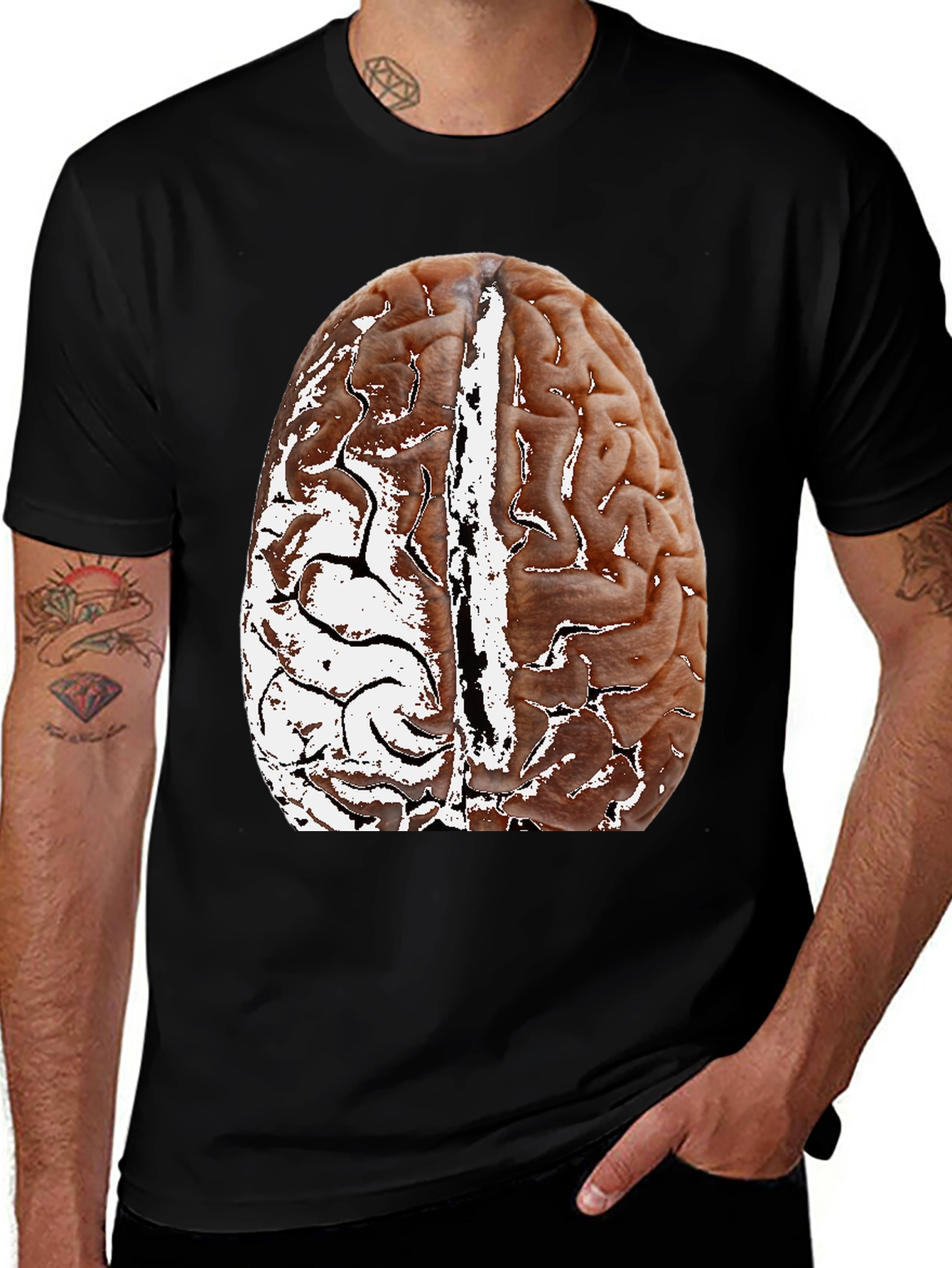 Variant 16 of Brain Graphic Black T-Shirt - Anatomical Design