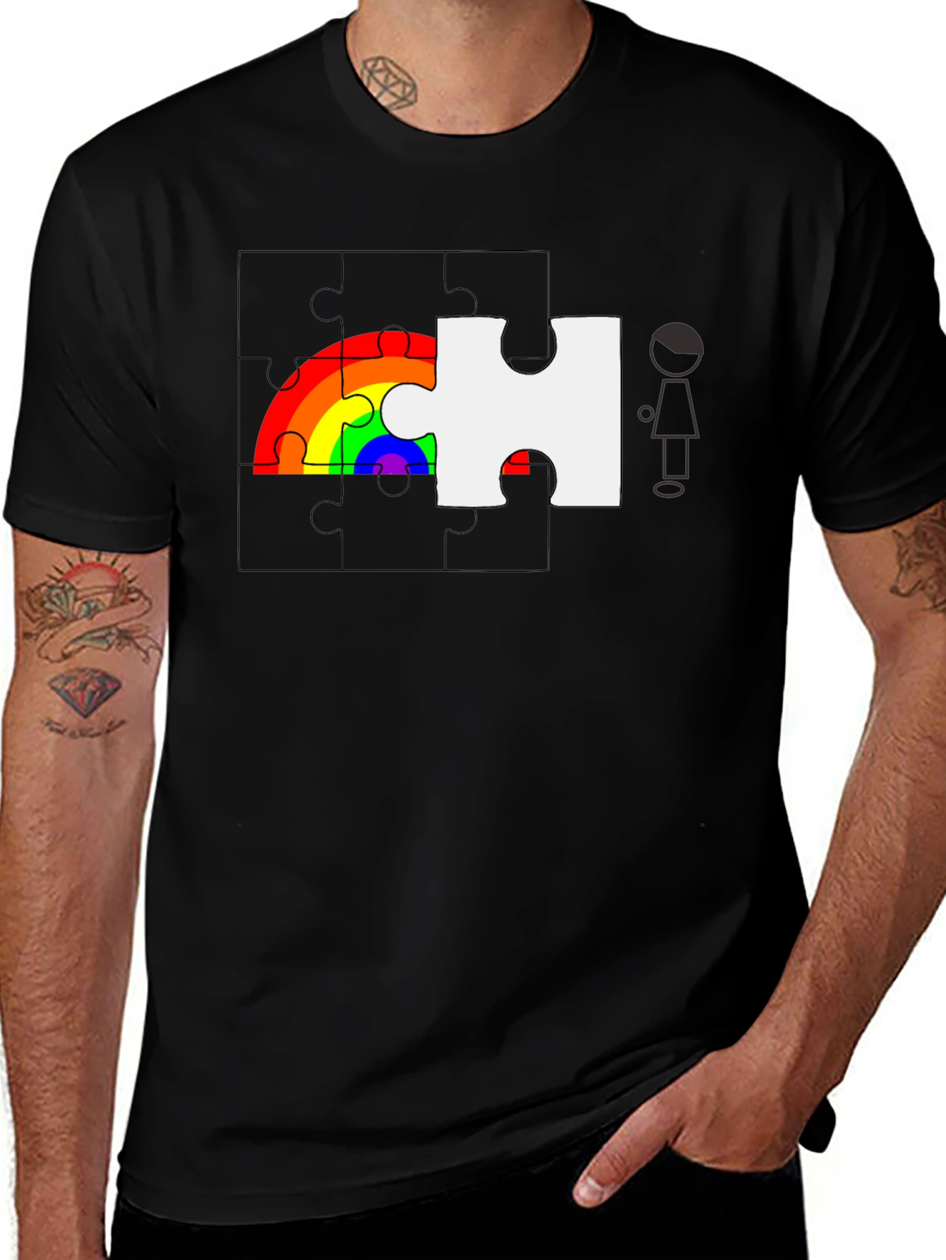 Variant 4 of Rainbow Puzzle Piece T-Shirt