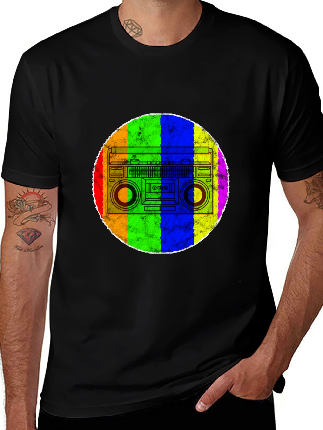Variant 12 of Retro Rainbow Boombox T-Shirt