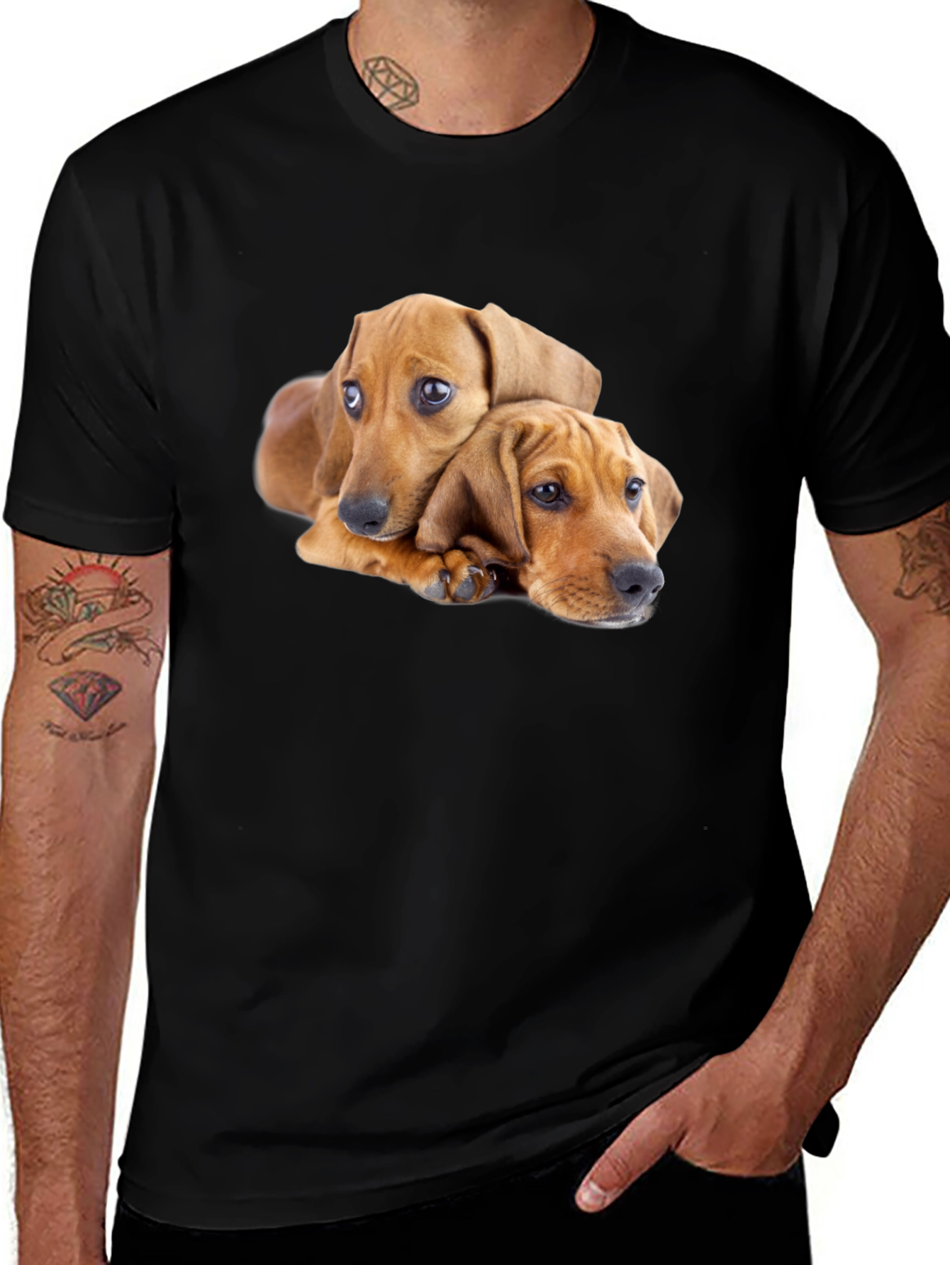 Variant 14 of Cute Puppies Graphic Black T-Shirt