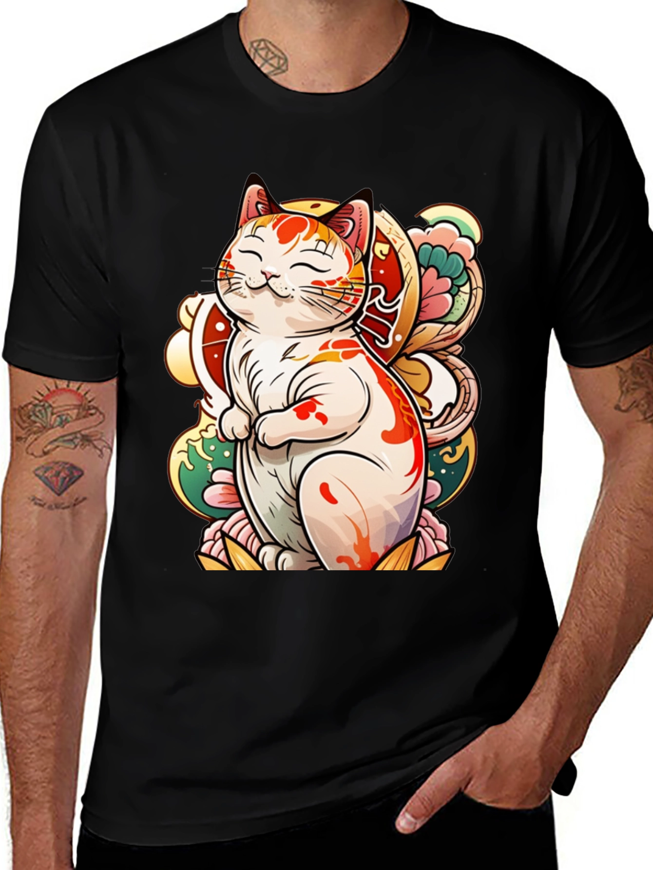 Lucky Cat Graphic Tee - Black