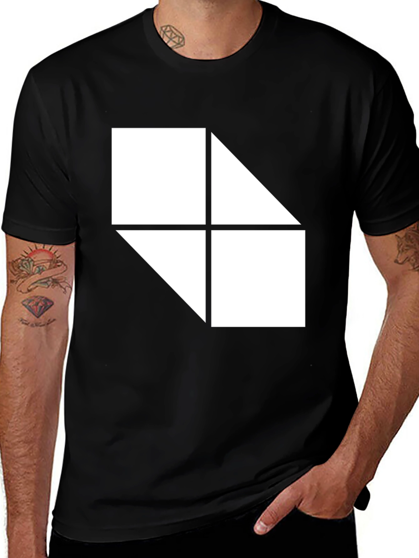 Variant 28 of Geometric Graphic Black T-Shirt