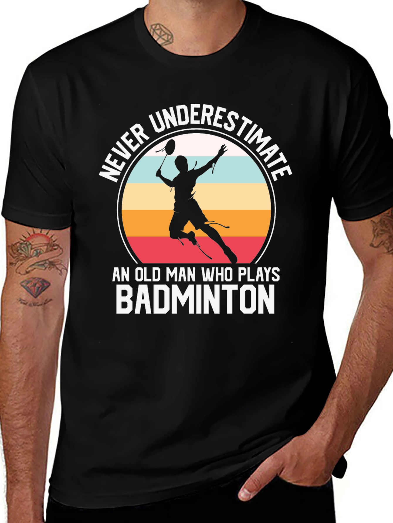 Variant 25 of Never Underestimate Old Man Badminton T-Shirt