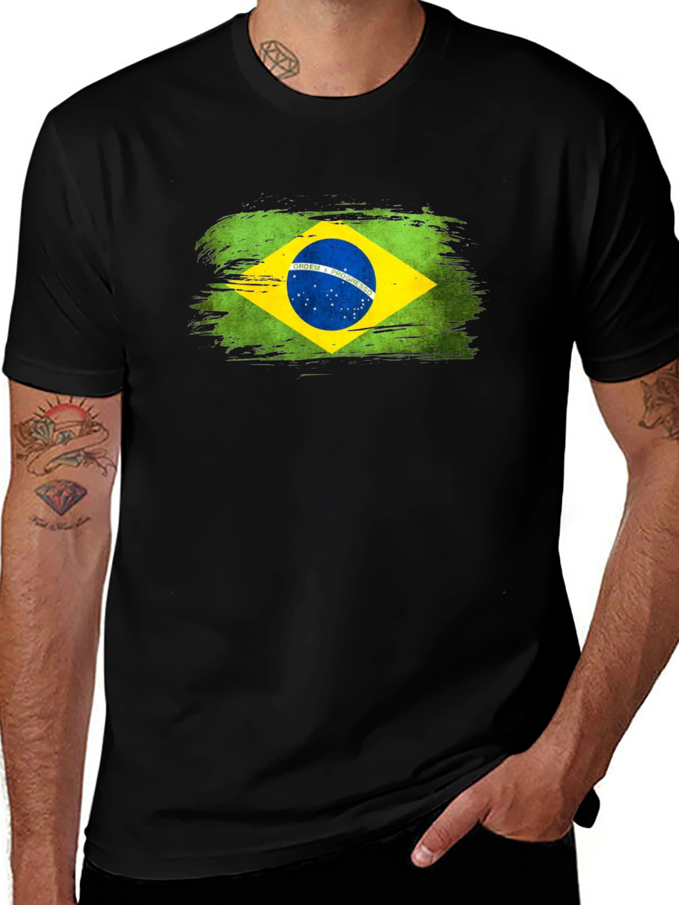 Variant 6 of Brazil Flag Graphic T-Shirt - Black